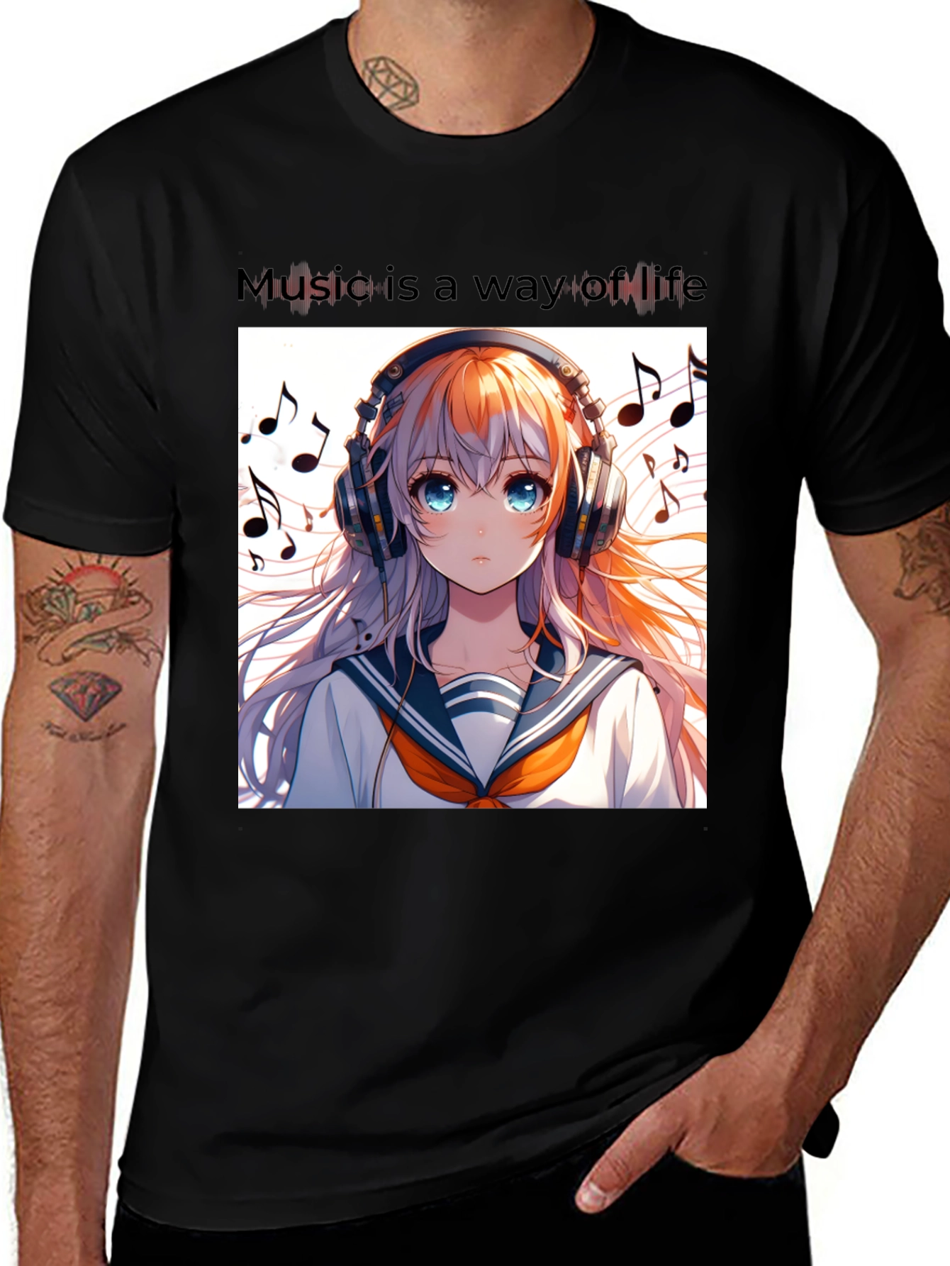 Variant 11 of Anime Girl Music Lover Tee