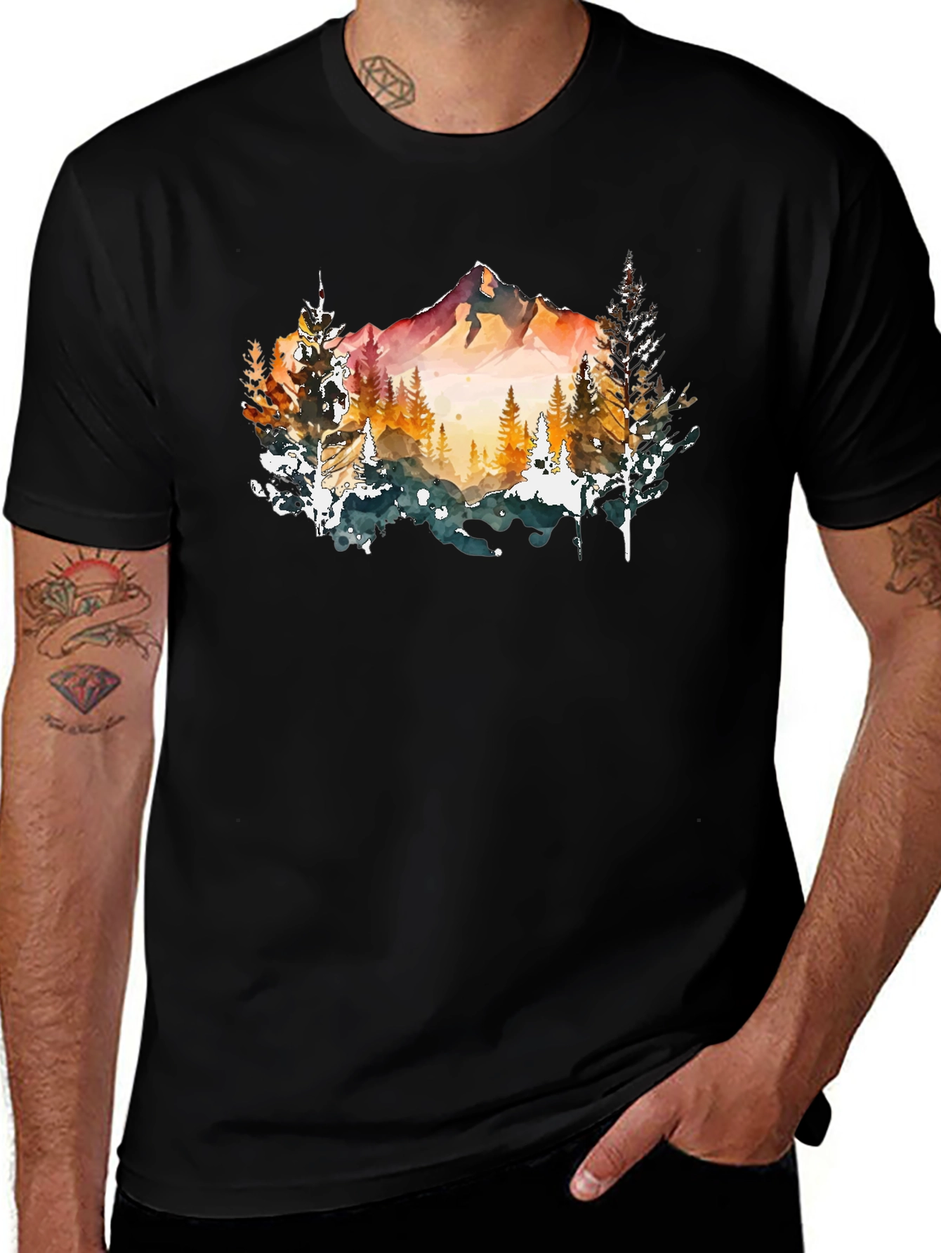 Variant 19 of Watercolor Mountain Forest Graphic Tee
