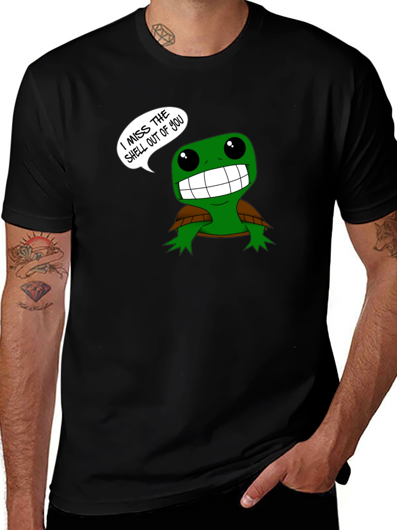 Variant 18 of Funny Turtle Graphic Tee - I Miss the Shell Out of You!