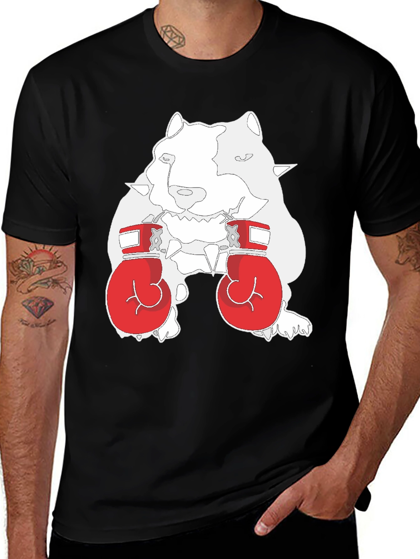 Variant 20 of Dog Boxer Graphic Tee - Black Cotton T-Shirt