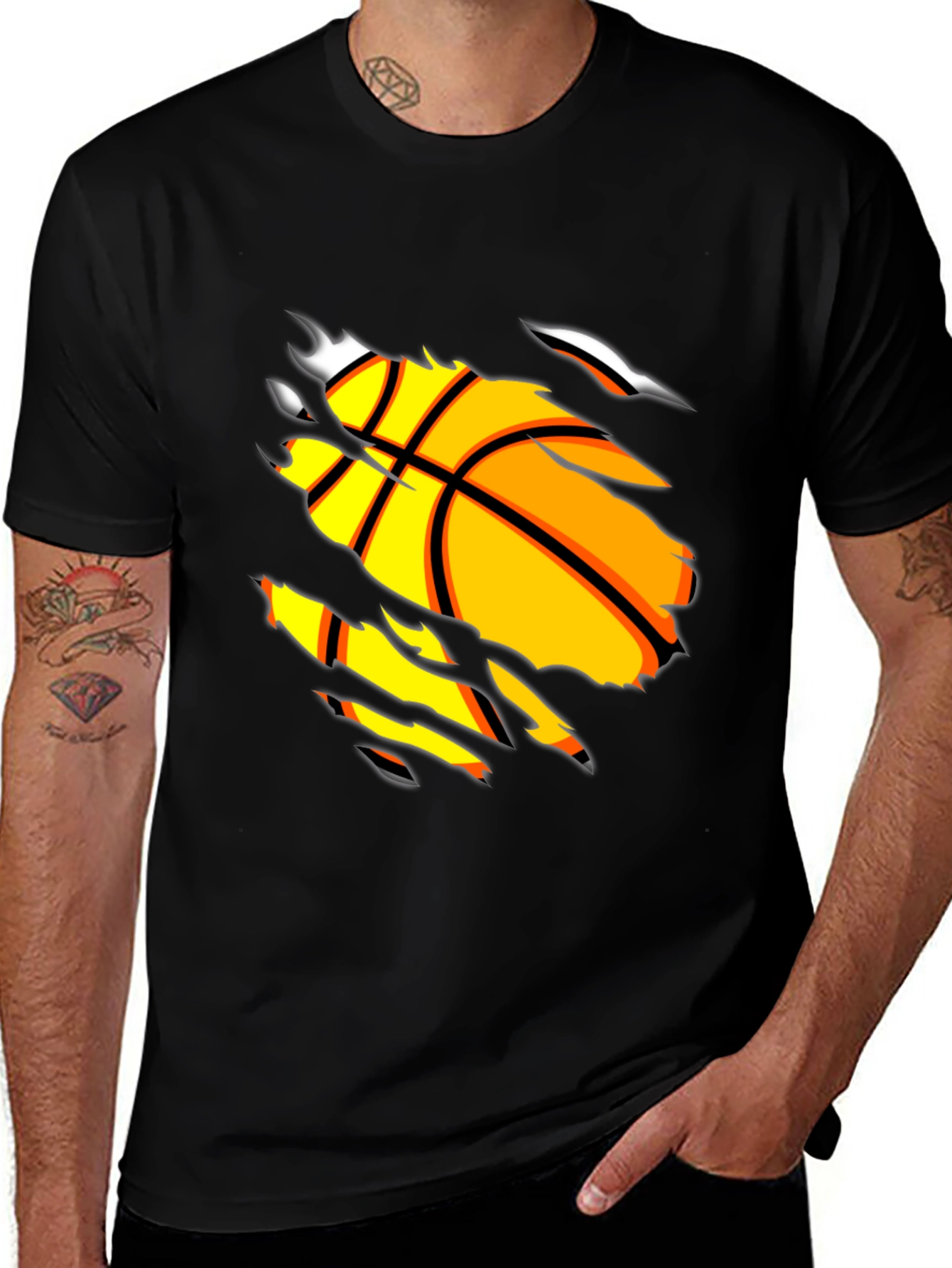Variant 20 of Ripped Basketball Graphic T-Shirt