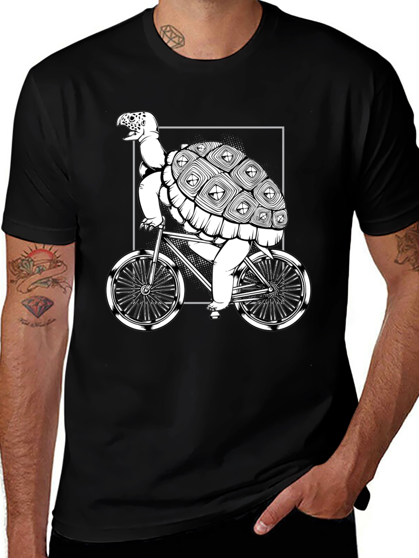 Variant 28 of Turtle on a Bike Graphic Tee - Funny Animal Shirt