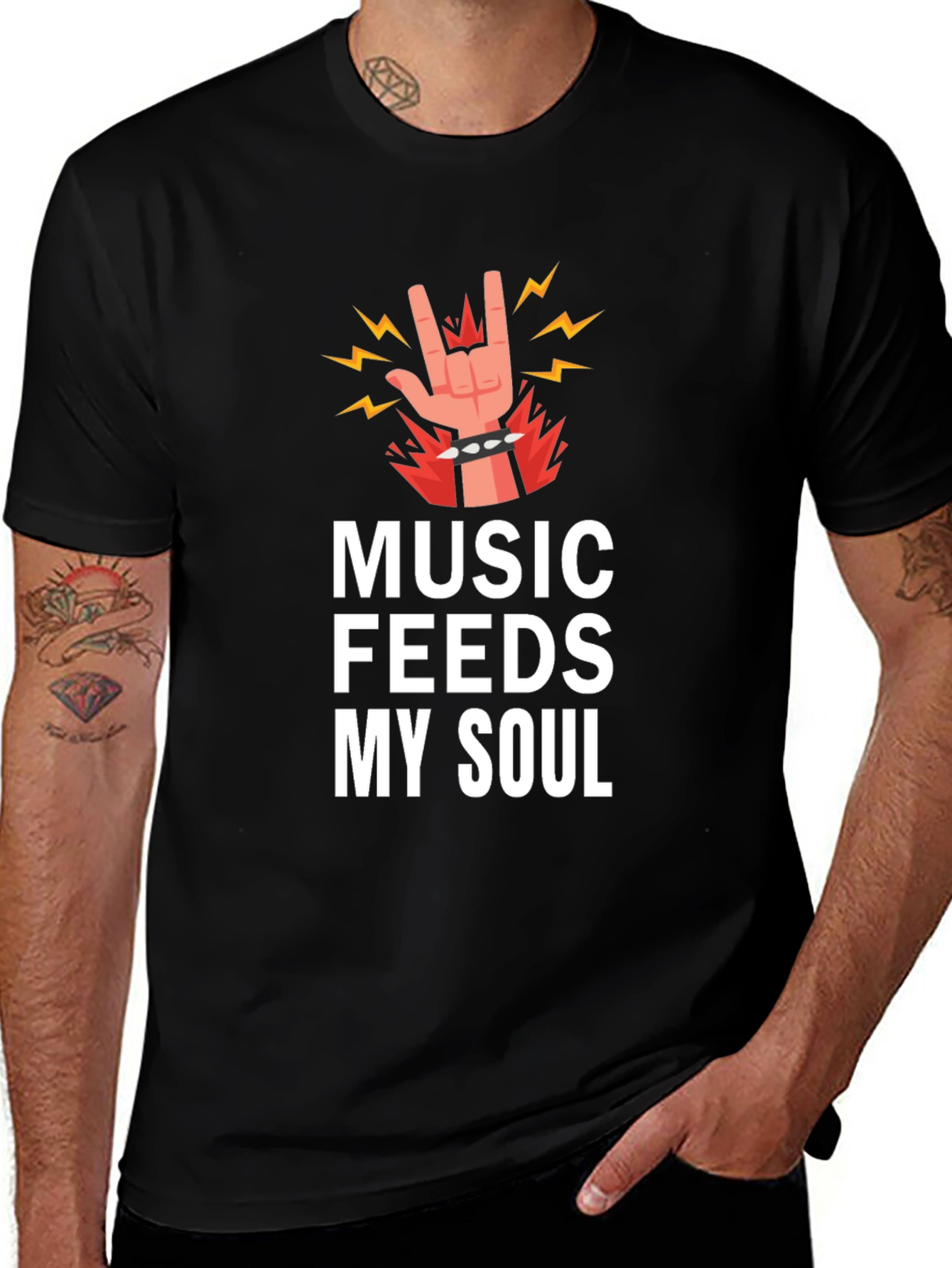 Variant 19 of Music Feeds My Soul Graphic Tee - Black