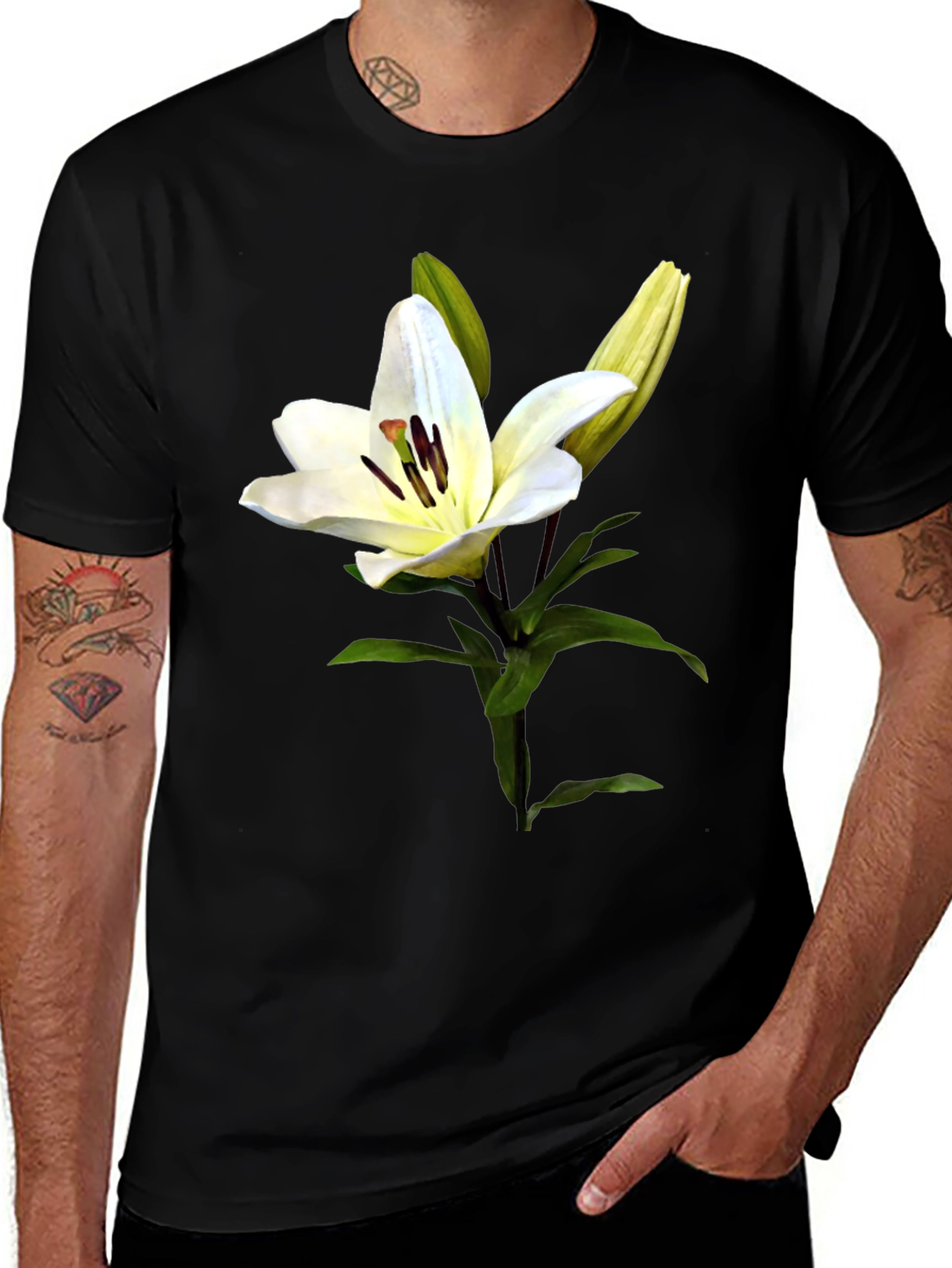 Variant 20 of White Lily Flower Graphic Print T-Shirt