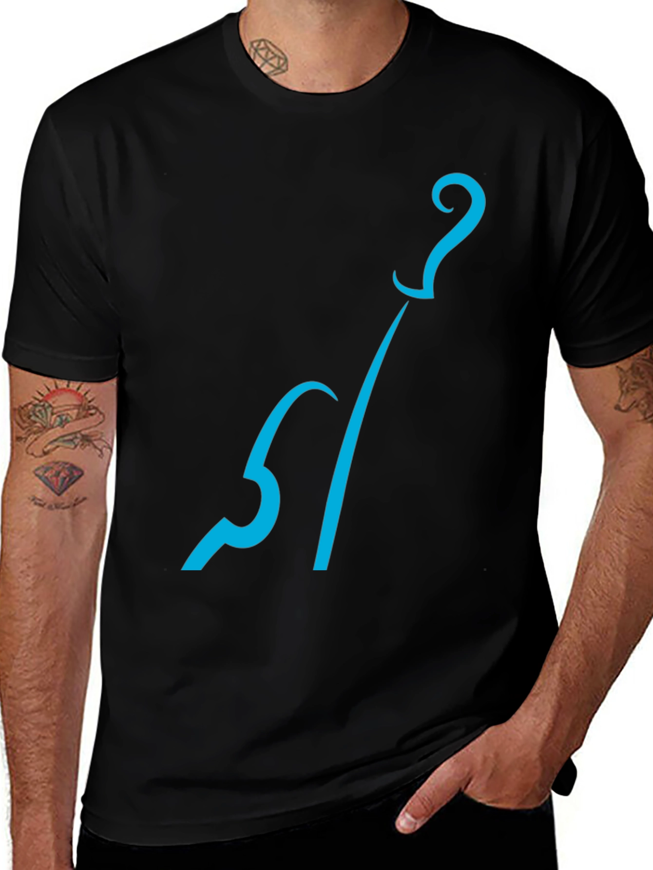 Variant 18 of Stylish Black Tee with Abstract Blue Design