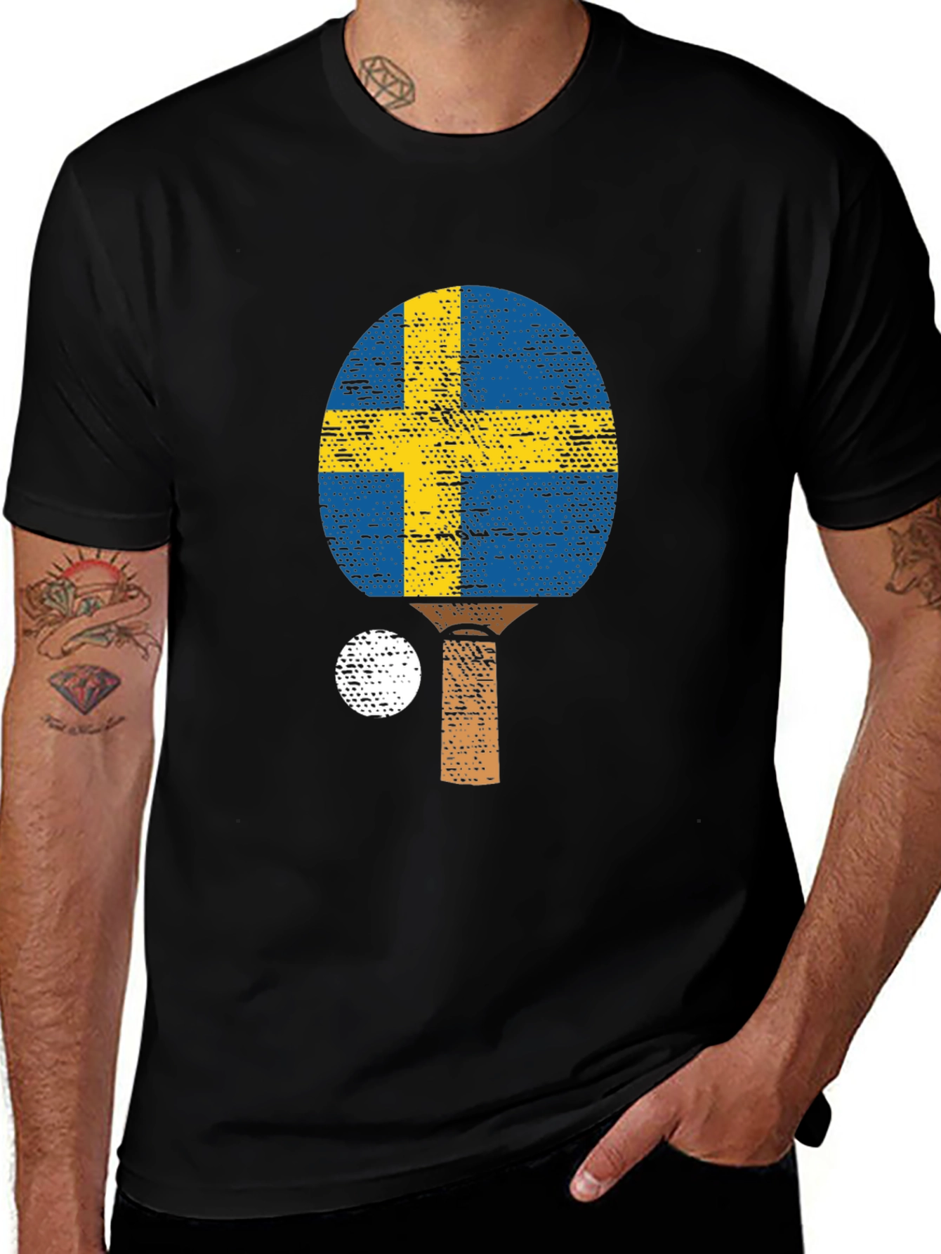 Variant 27 of Sweden Flag Table Tennis T-Shirt