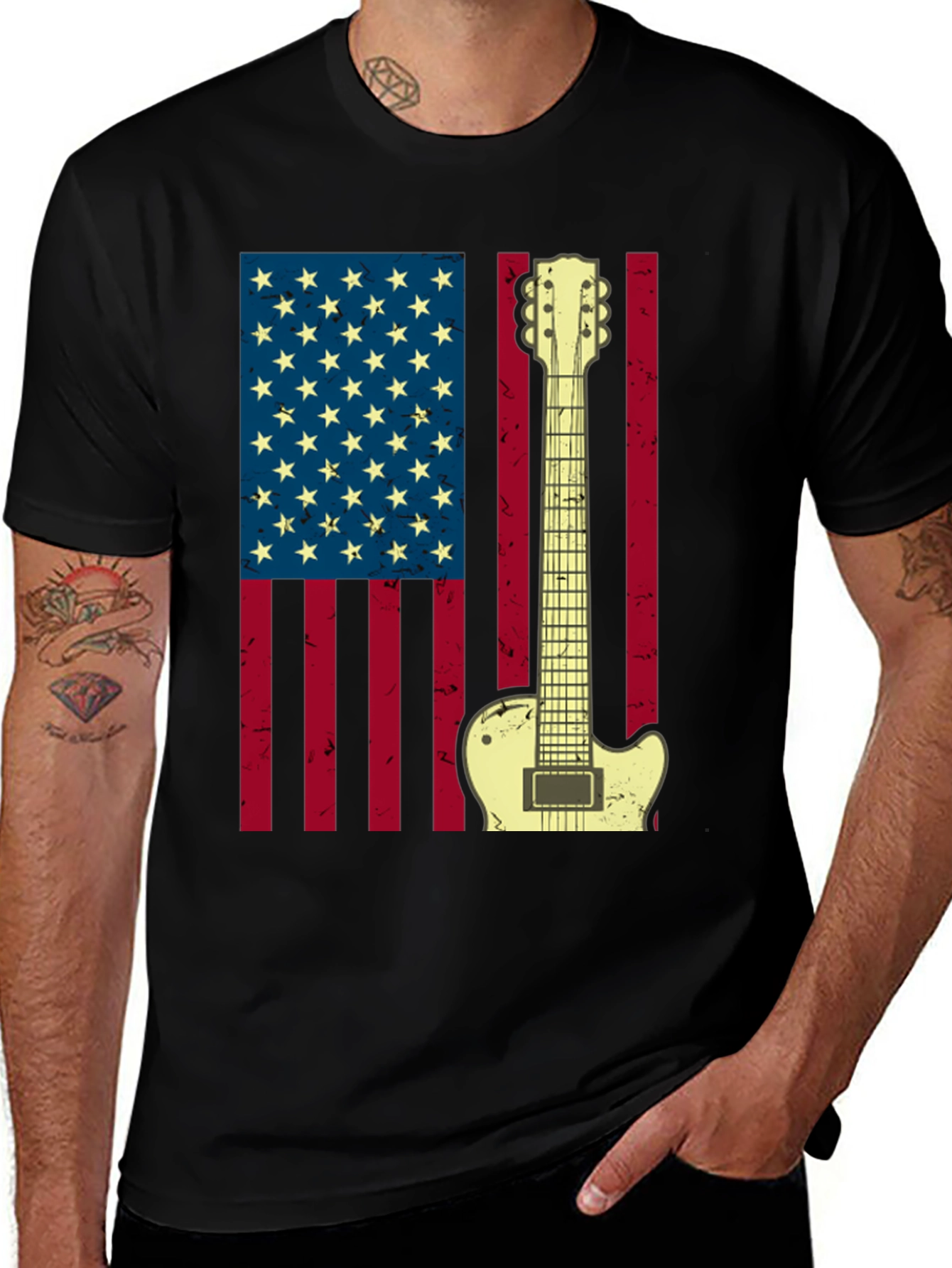 USA Flag Guitar Graphic Tee