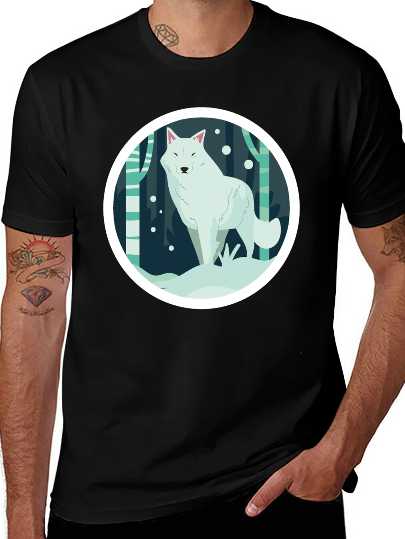 Variant 14 of Arctic Wolf Graphic Tee - Black Unisex T-Shirt