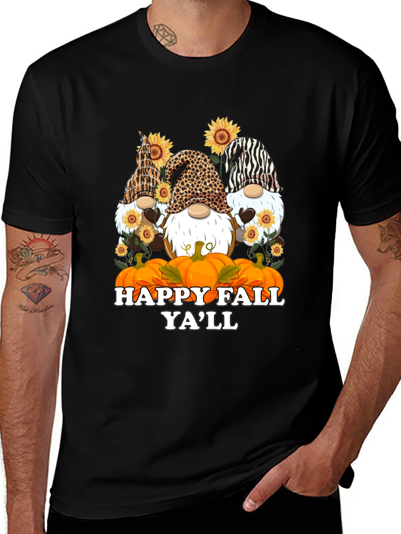 Variant 3 of Happy Fall Ya'll Gnomes Black T-Shirt