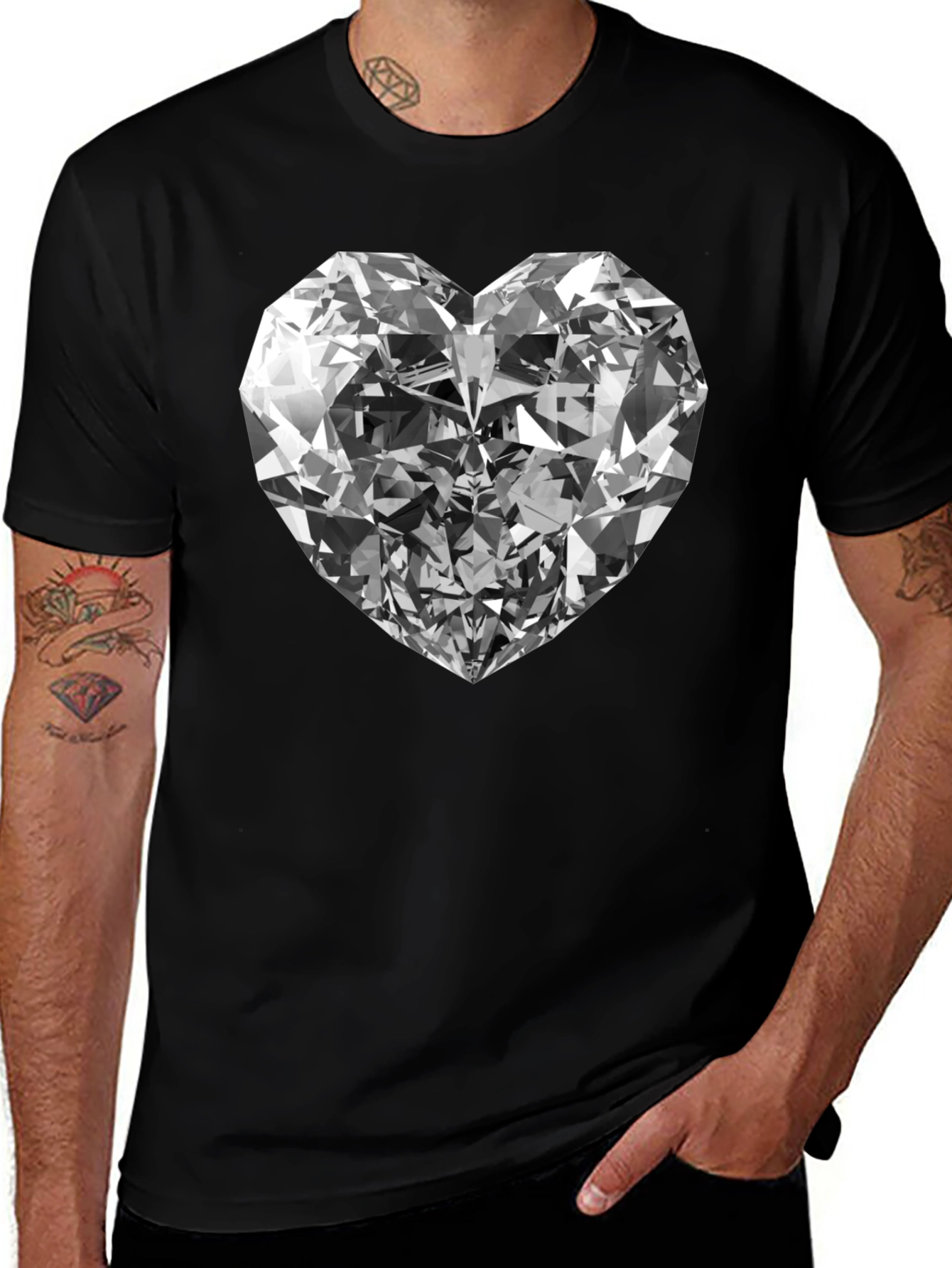 Variant 24 of Diamond Heart Graphic Tee - Black