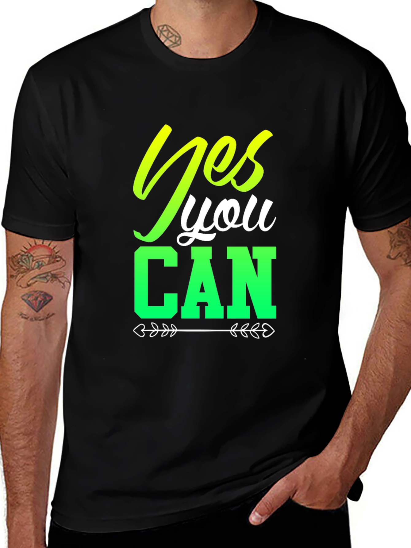 Variant 11 of Yes You Can Black Graphic T-Shirt
