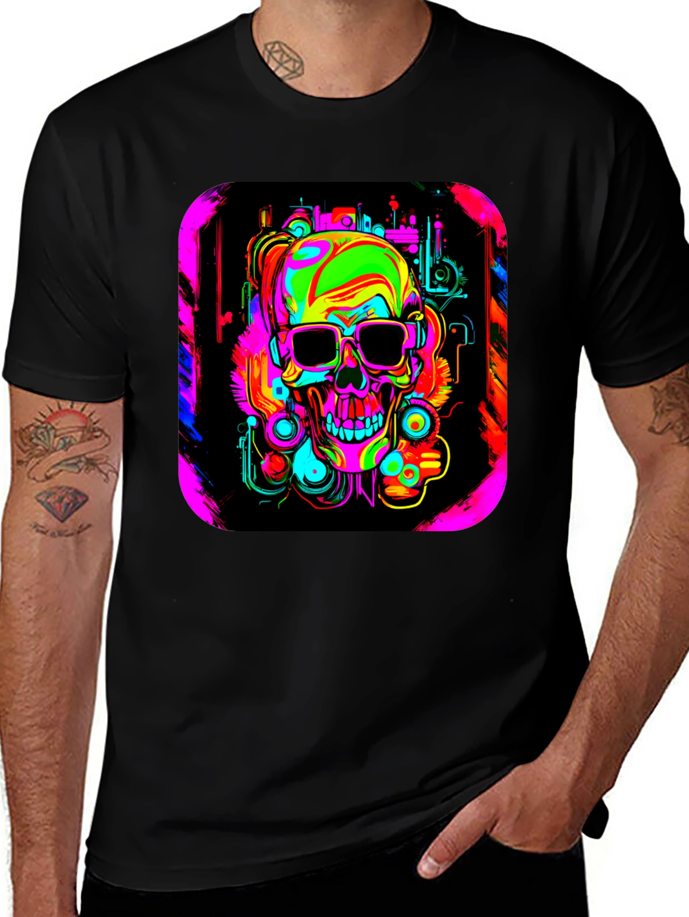 Variant 23 of Neon Skull Graphic T-Shirt