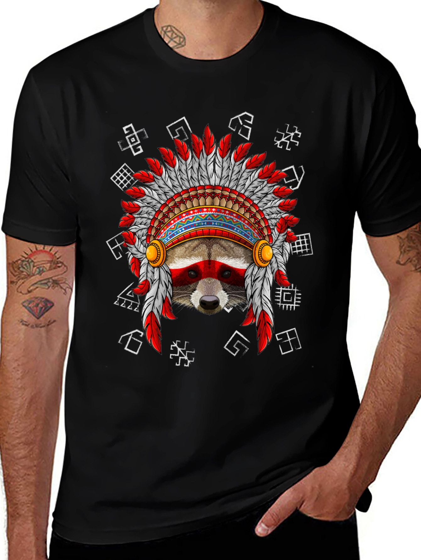 Variant 3 of Raccoon Headdress Graphic T-Shirt