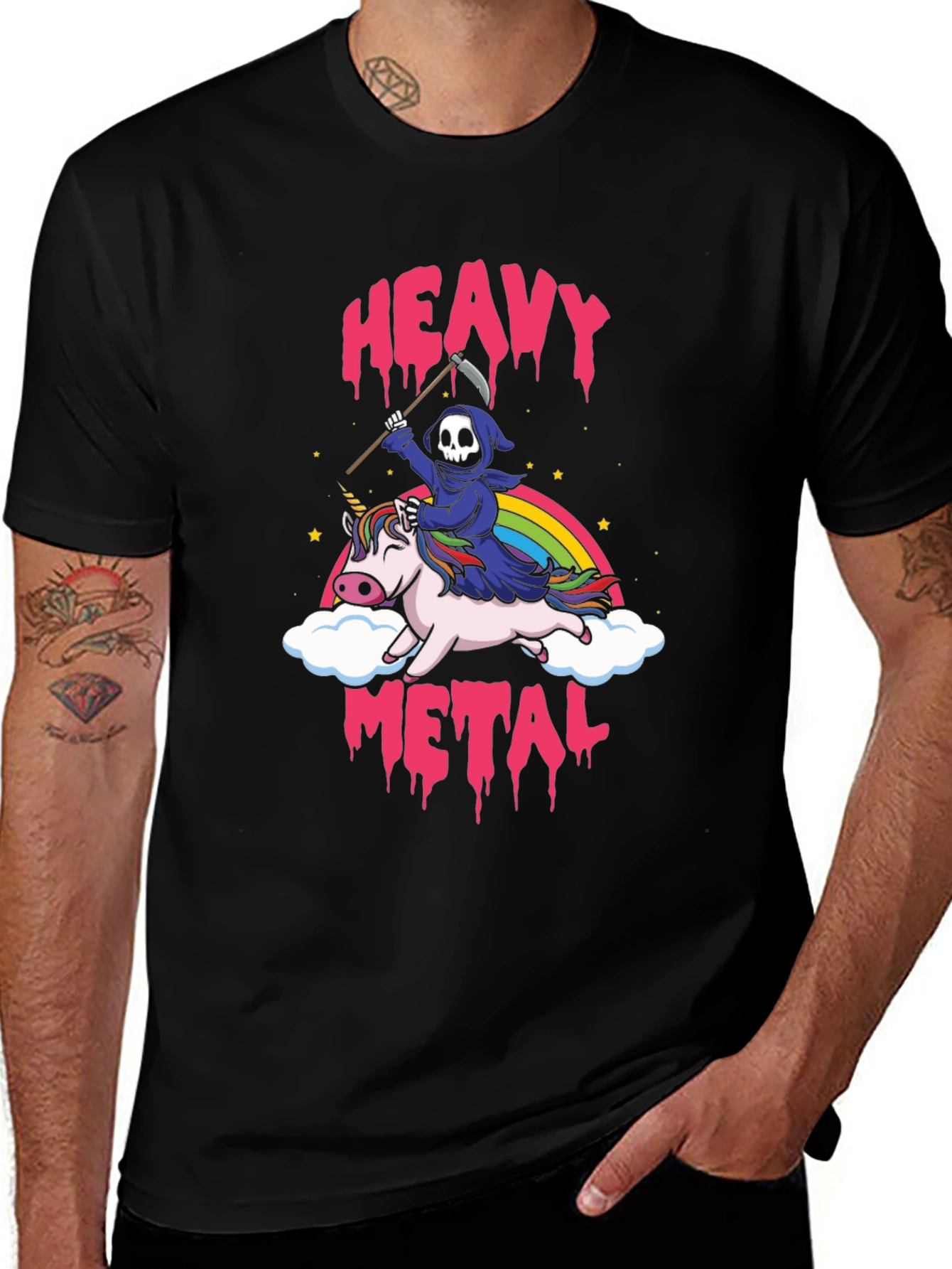 Variant 2 of Heavy Metal Grim Reaper Unicorn T-Shirt