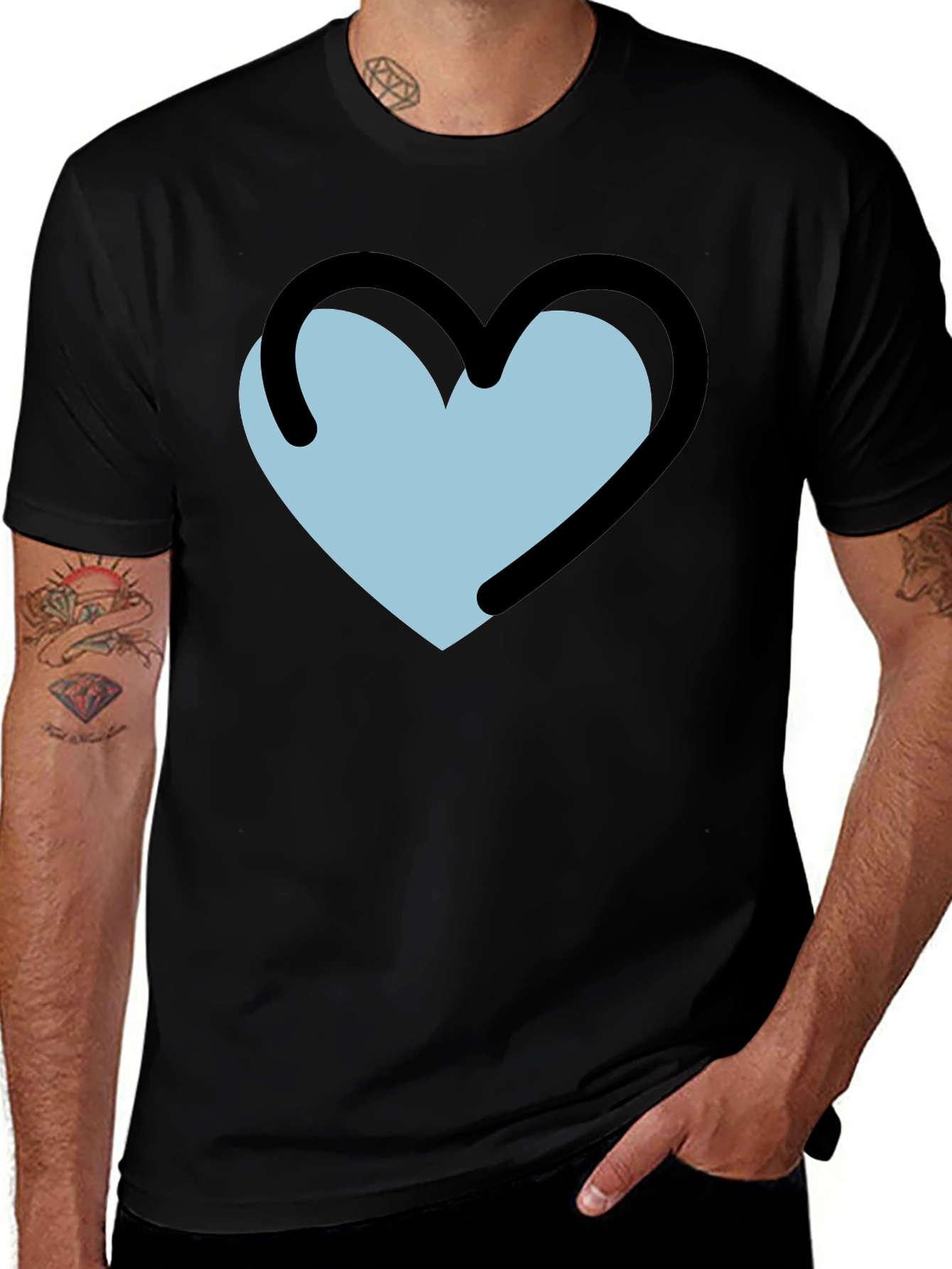 Variant 12 of Heart Outline Graphic T-Shirt - Black