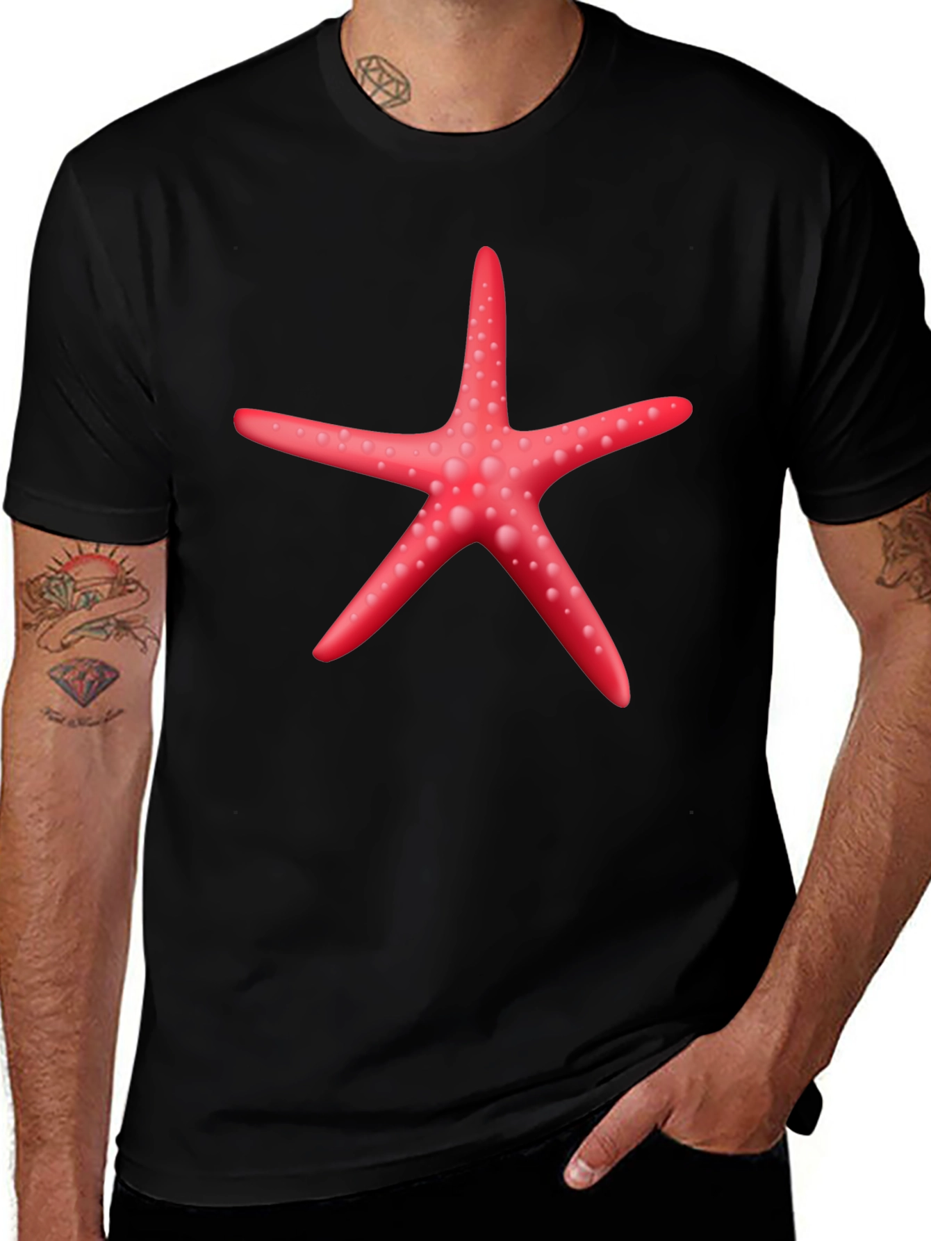 Variant 15 of Starfish Graphic Tee - Black Cotton T-Shirt