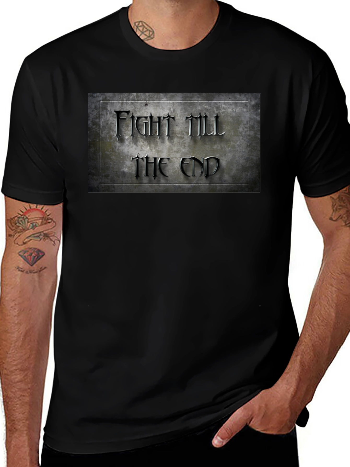 Black Fight Till The End Graphic T-Shirt main image