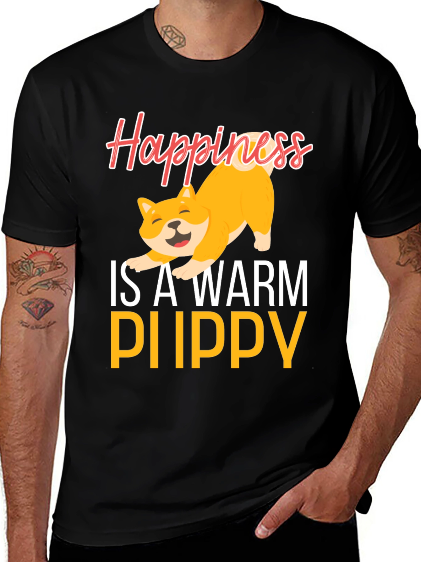 Black Happiness is a Warm Puppy Graphic Tee main image