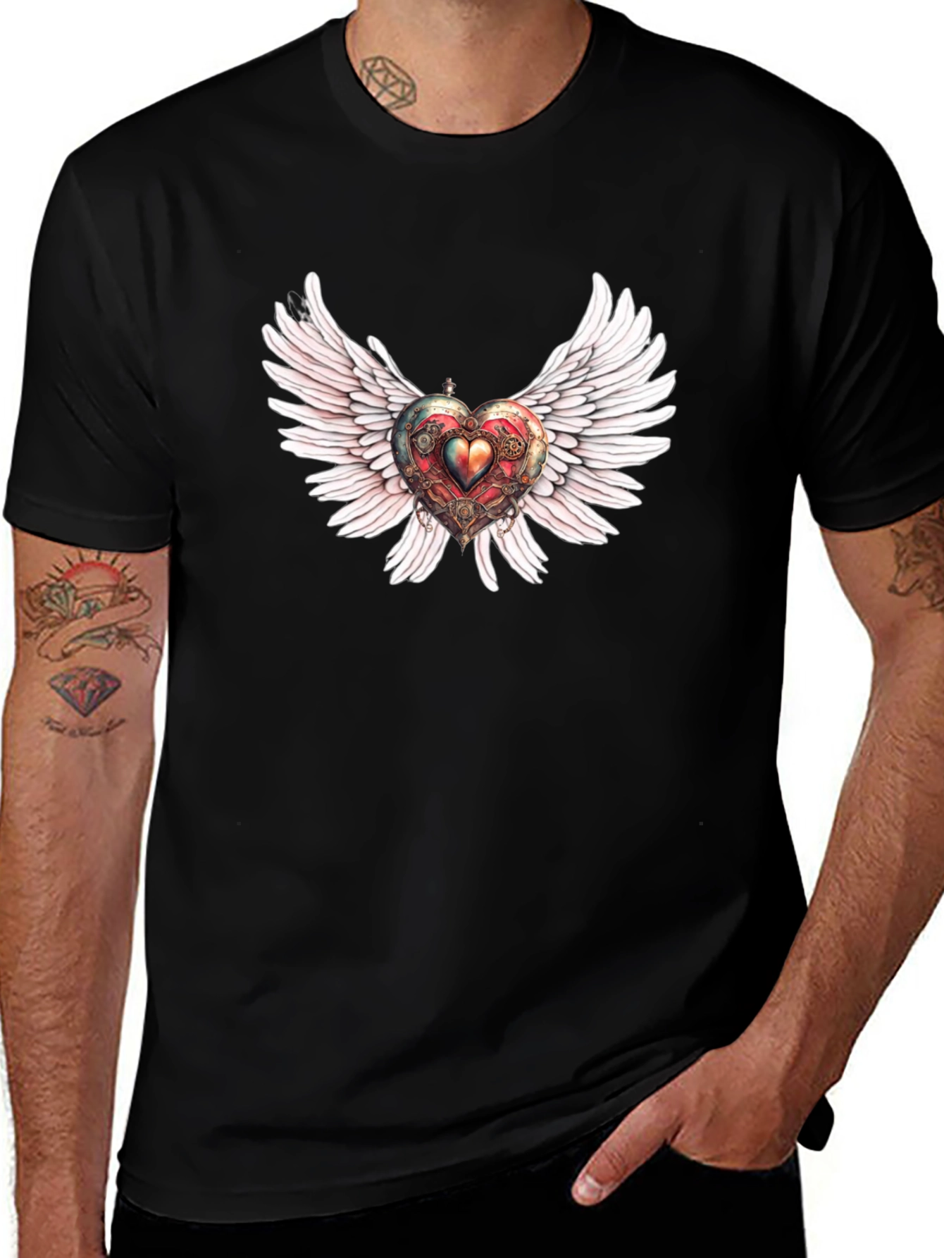 Variant 9 of Winged Steampunk Heart Graphic Tee