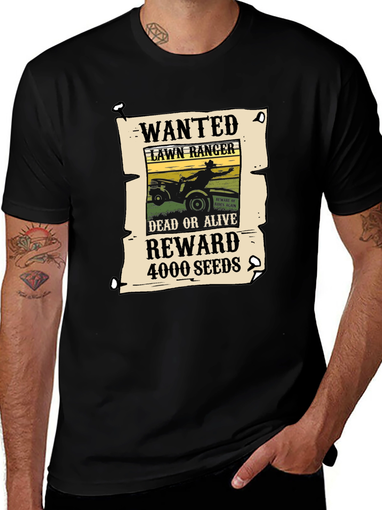 Lawn Ranger Wanted T-Shirt - Dead or Alive - 4000 Seeds Reward!