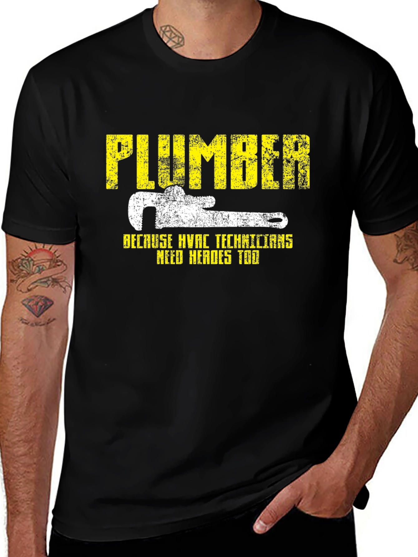 Variant 19 of Plumber HVAC Technicians Hero Black Graphic T-Shirt