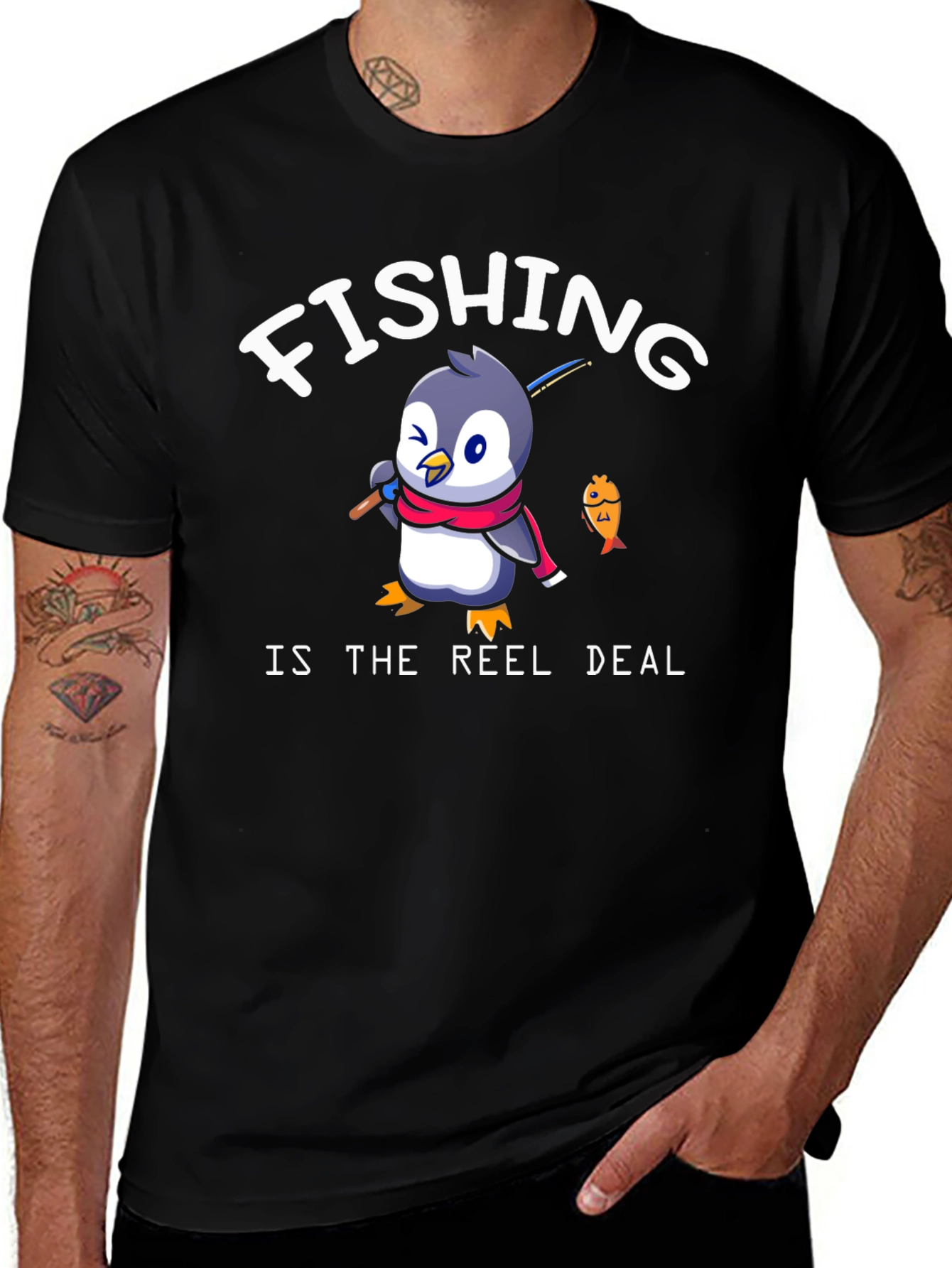 Variant 3 of Fishing Is The Reel Deal Penguin Graphic T-Shirt