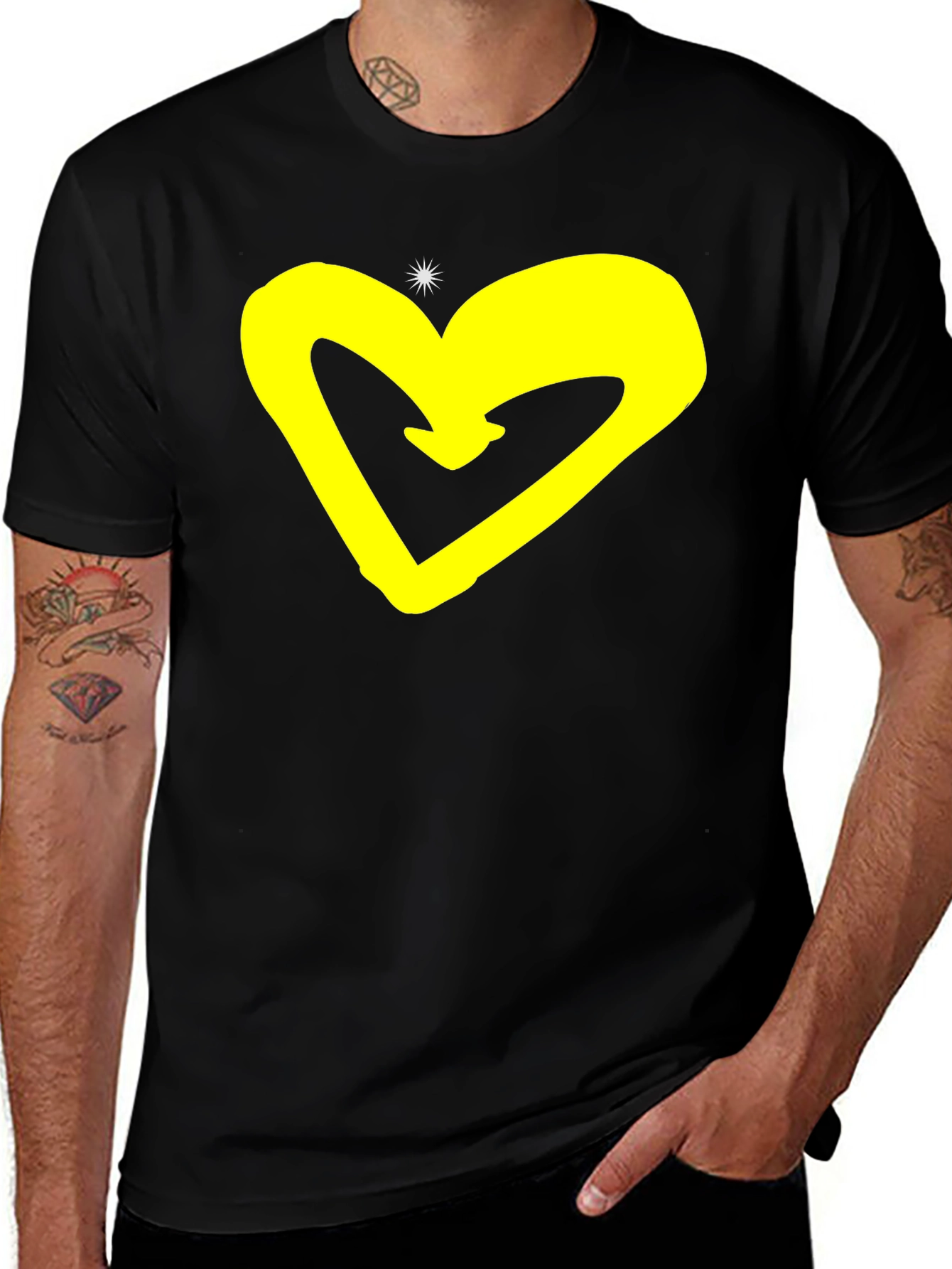 Variant 8 of Heart Graphic Black T-Shirt