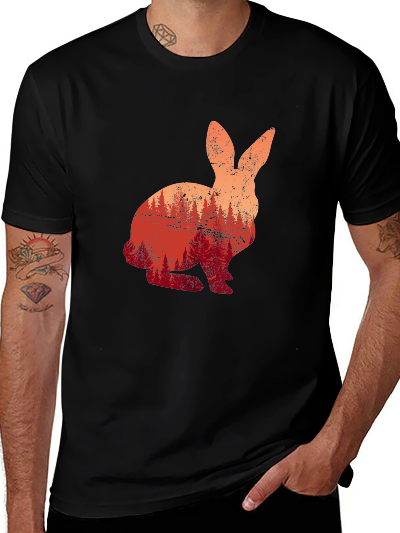 Variant 2 of Nature Bunny Black T-Shirt - Unique Graphic Tee