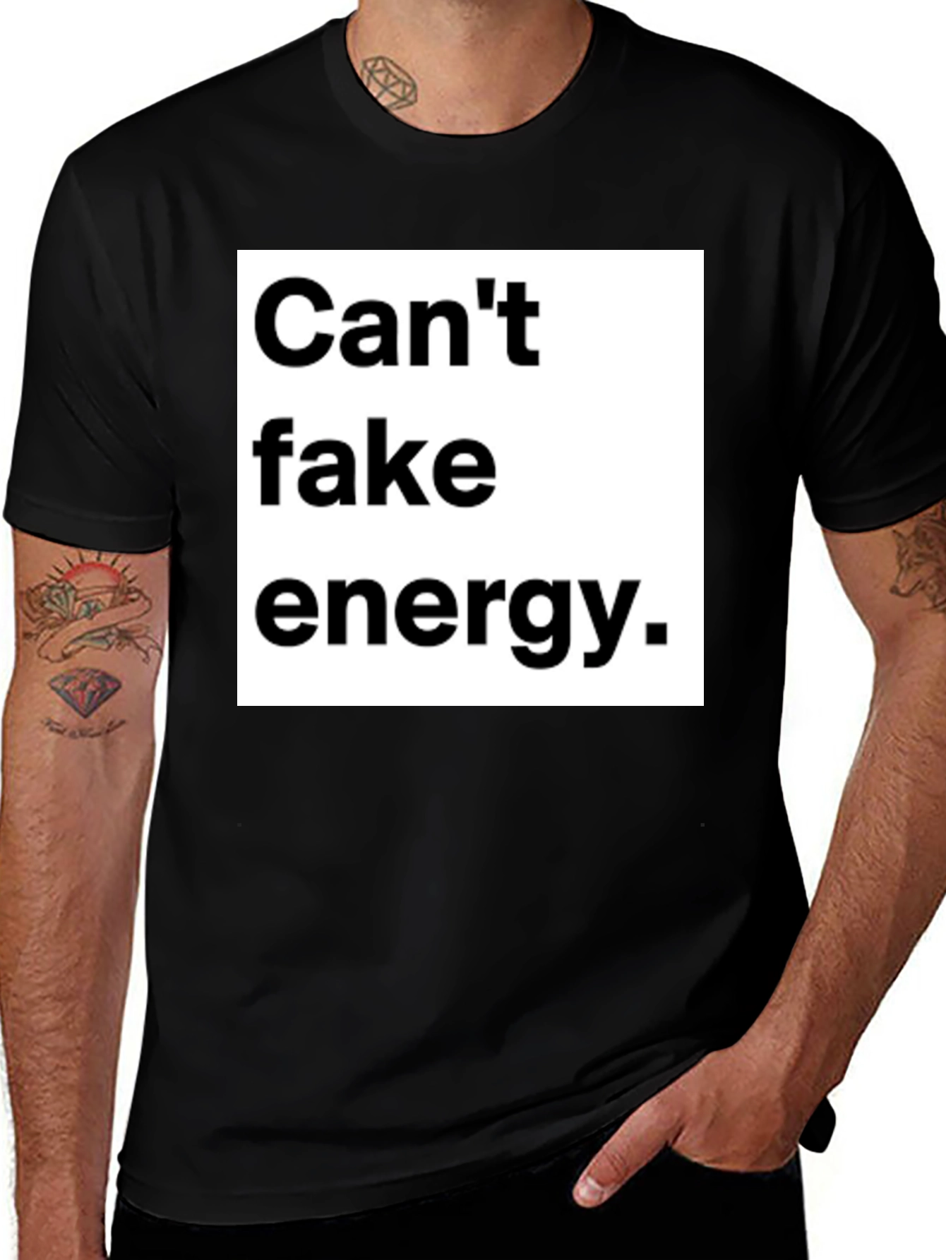 Can't Fake Energy Graphic Tee - Unisex Black T-Shirt