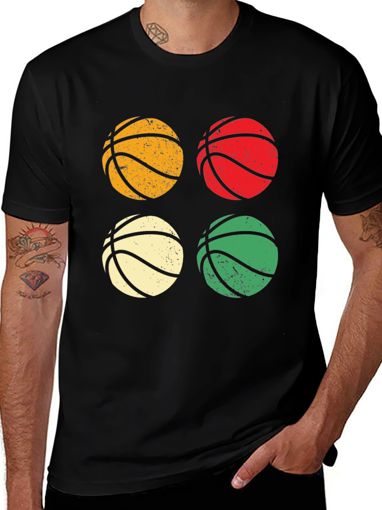 Variant 13 of Retro Basketball Graphic Tee - Black