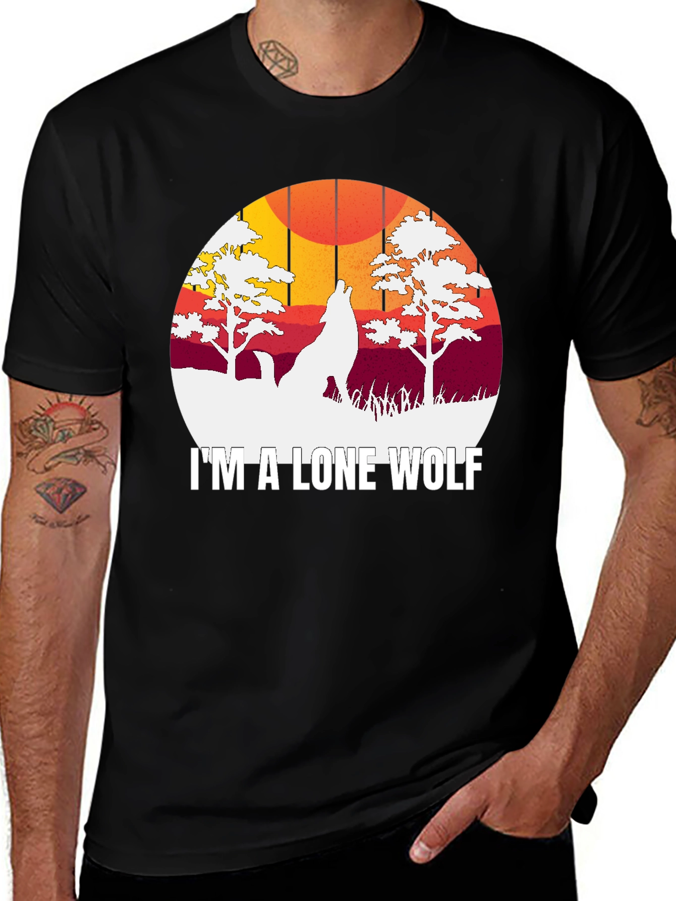 Variant 2 of Lone Wolf Graphic Tee - Men's Black T-Shirt