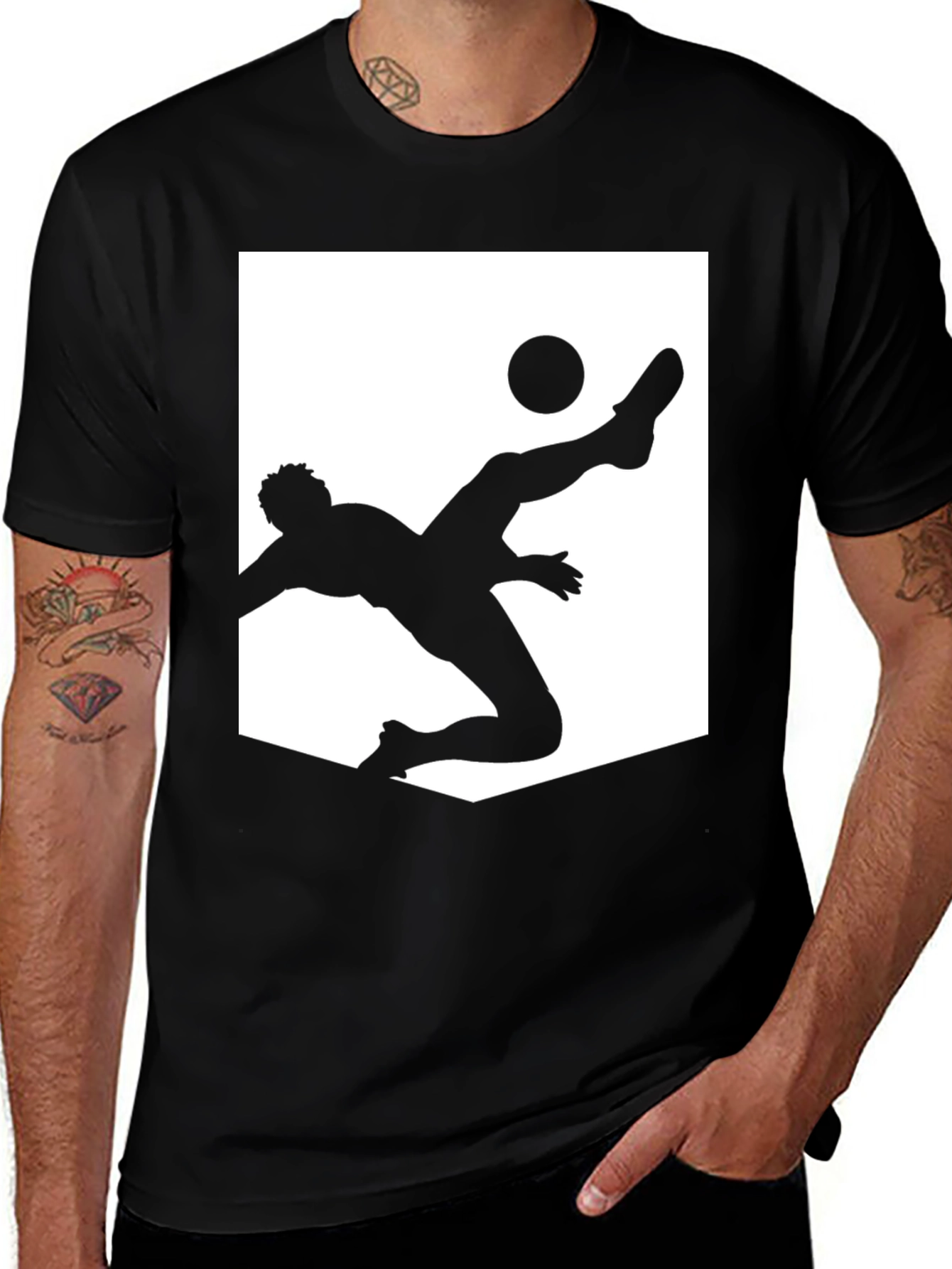 Variant 3 of Soccer Silhouette Graphic Tee - Black