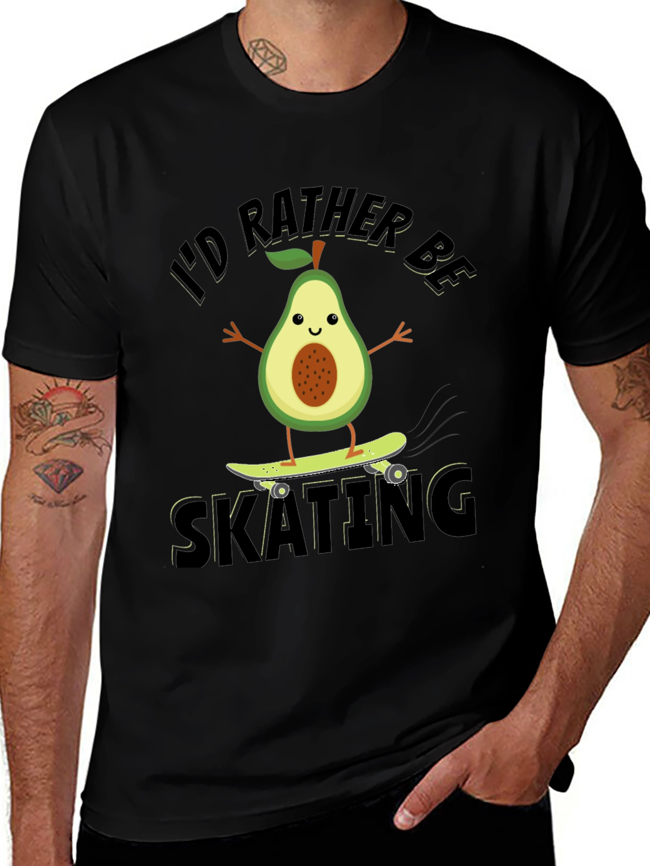 Variant 25 of I'd Rather Be Skating Avocado Graphic Tee