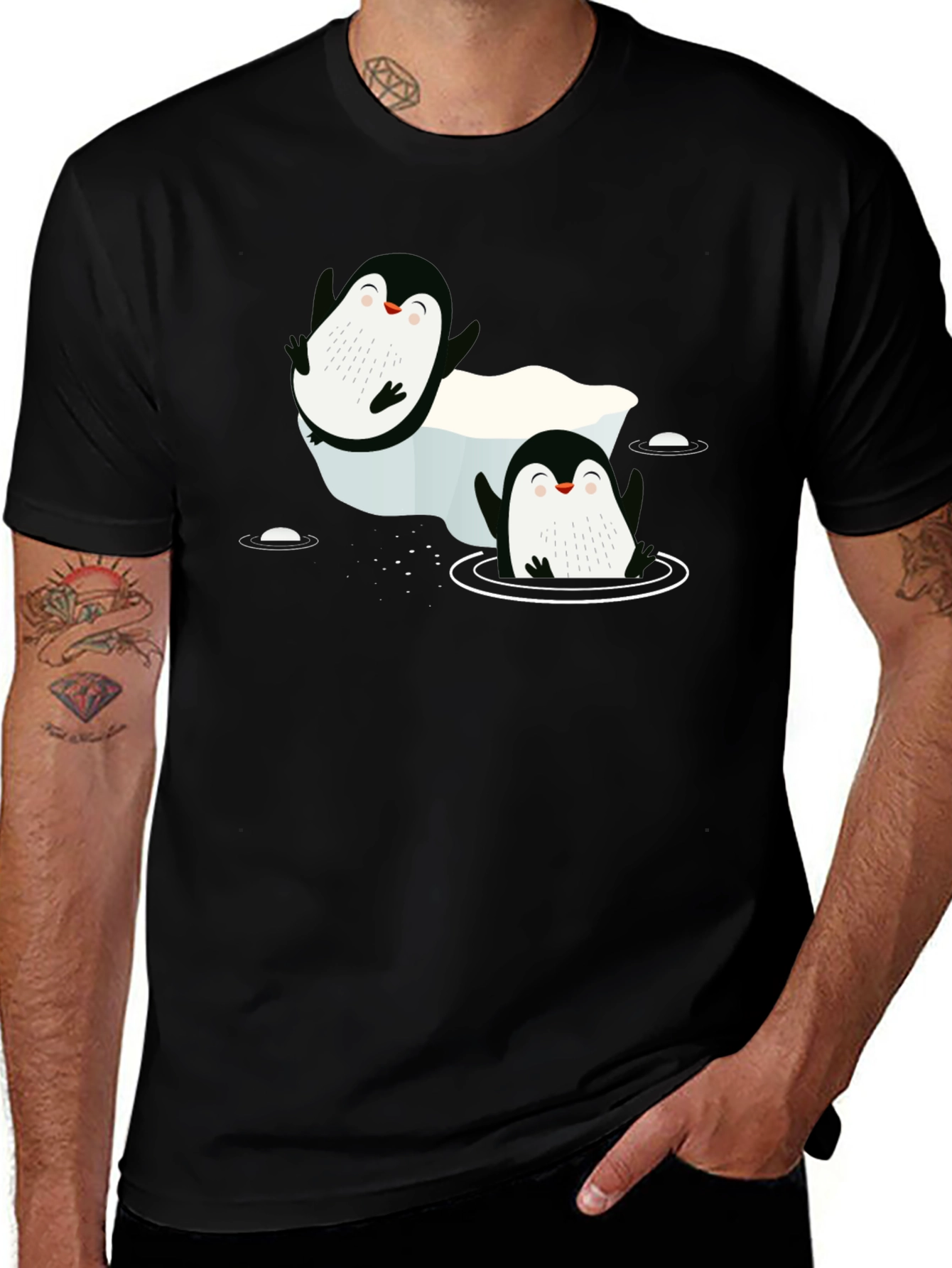 Variant 3 of Cute Penguin Graphic Black T-Shirt