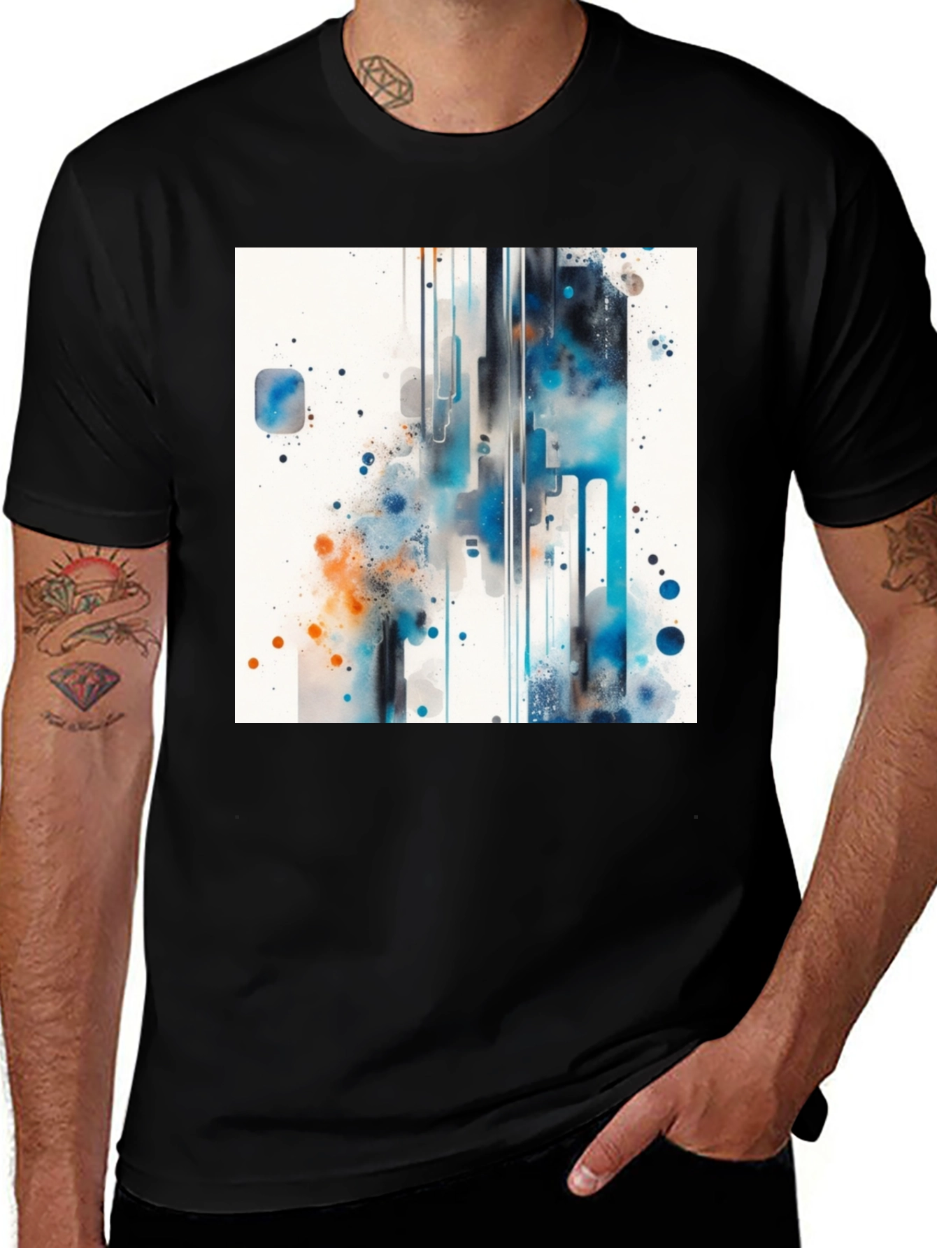 Variant 18 of Abstract Watercolor Graphic Tee - Black