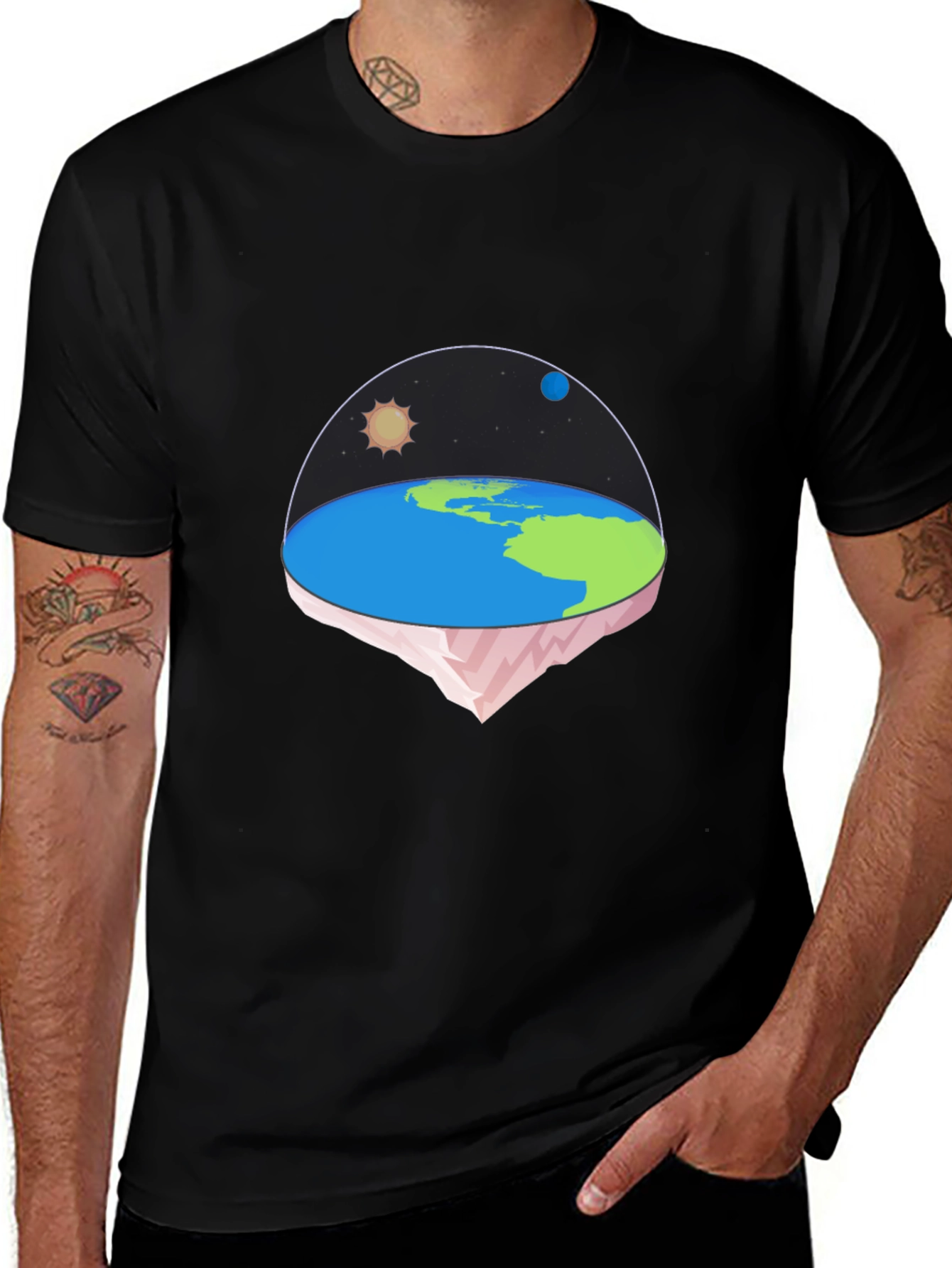 Variant 11 of Flat Earth Graphic Tee - Novelty Conspiracy T-Shirt