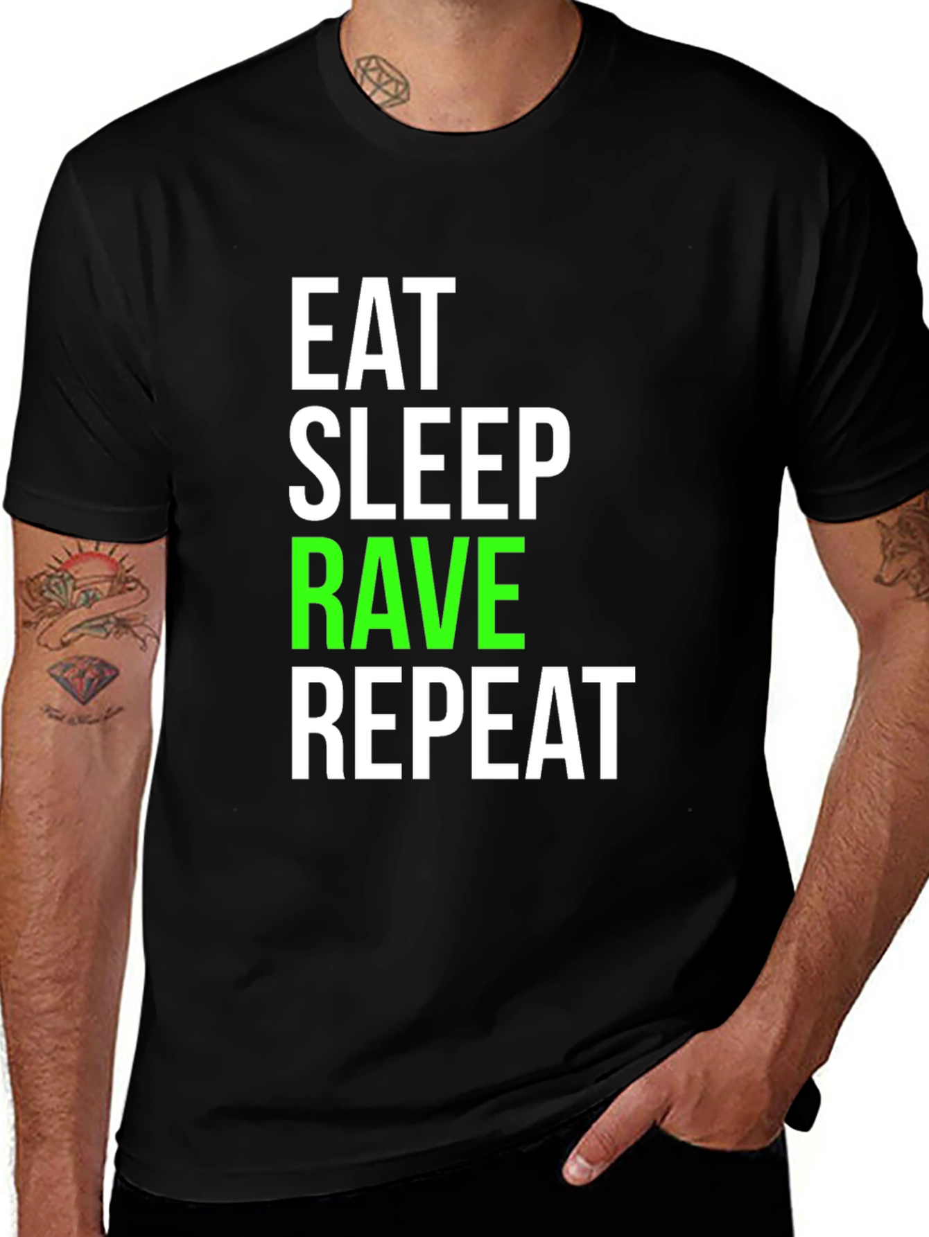 Variant 5 of Eat Sleep Rave Repeat Graphic Tee