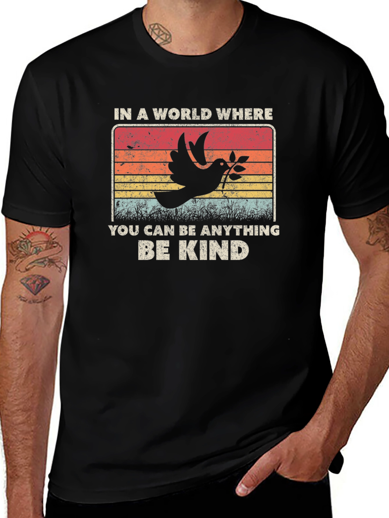 Variant 9 of Be Kind T-Shirt - Dove & Olive Branch Design