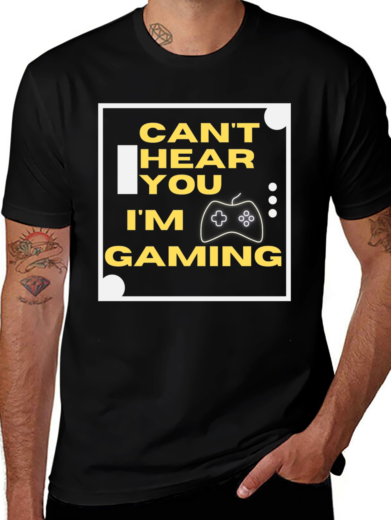 Can't Hear You I'm Gaming Black T-Shirt