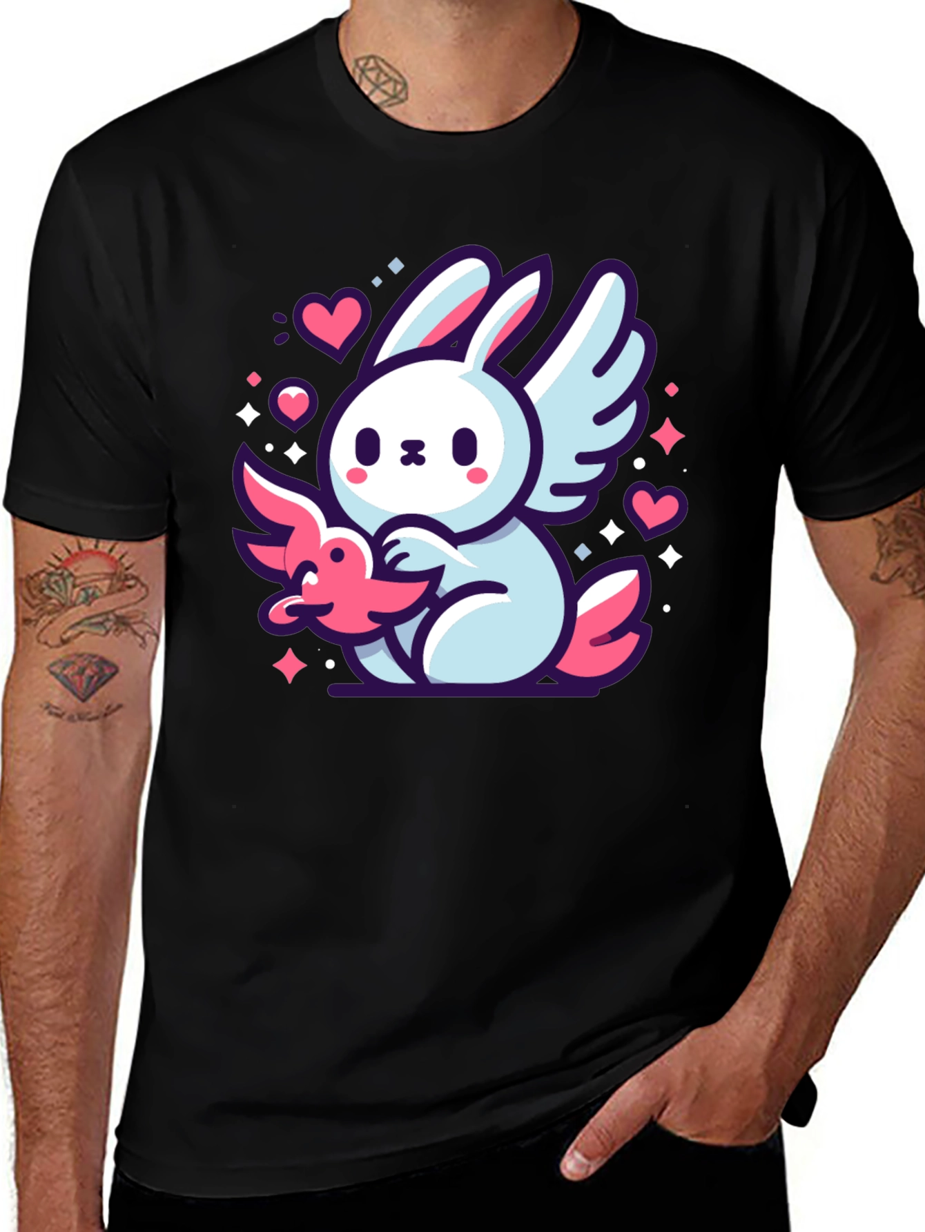 Variant 10 of Cute Bunny Angel Graphic T-Shirt