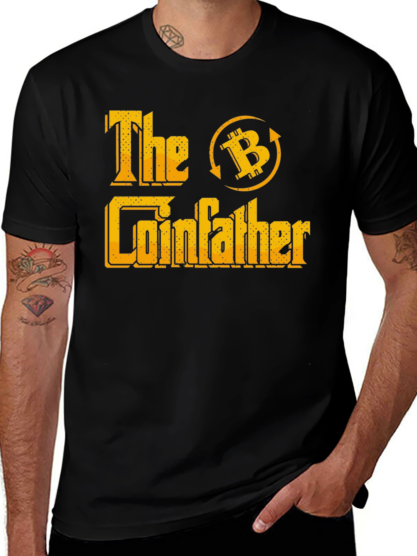 Black The Coinfather Bitcoin Crypto T-Shirt main image
