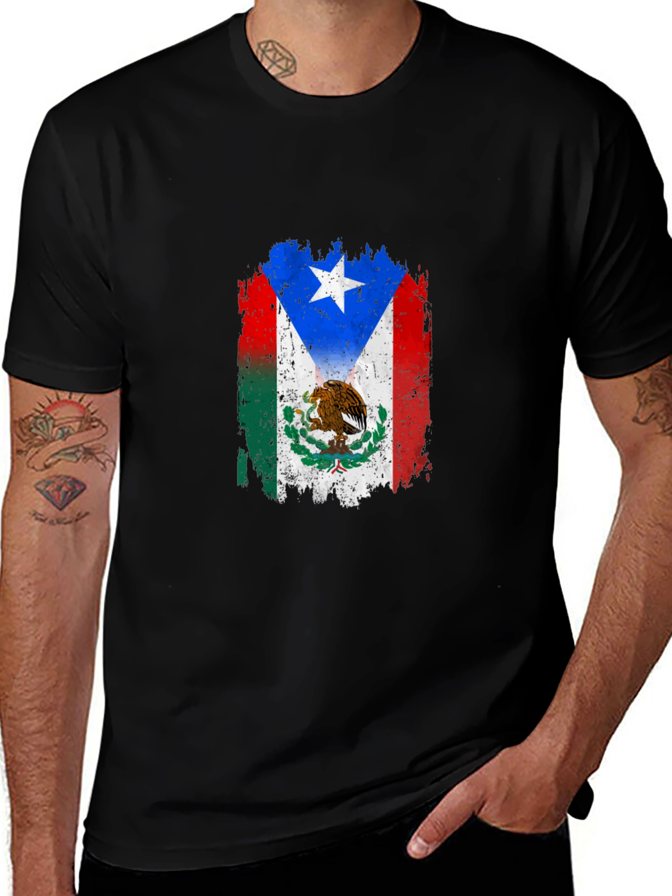 Variant 23 of Mexico Puerto Rico Flag T-Shirt