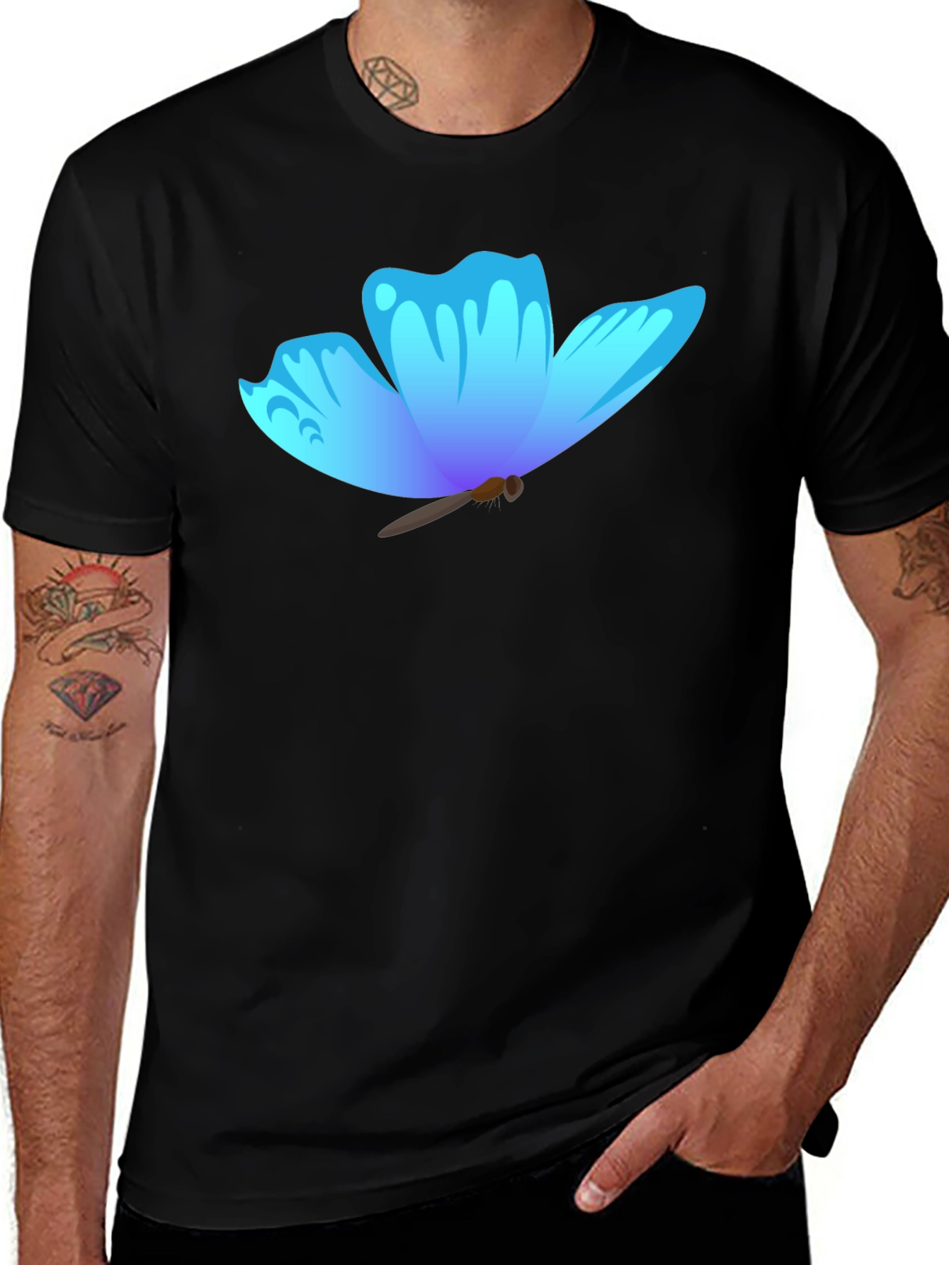 Variant 14 of Butterfly Graphic Tee - Stylish Black T-Shirt for Men