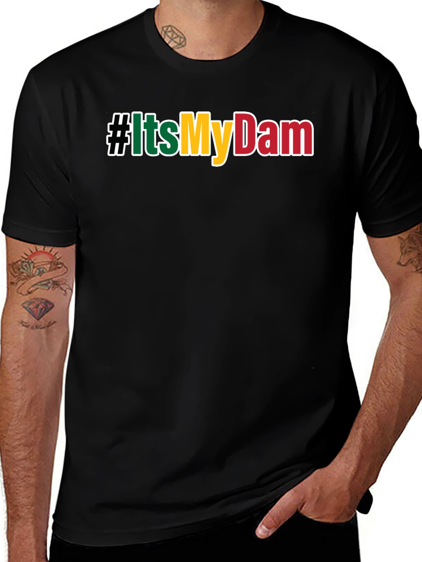 Variant 8 of ItsMyDam T-Shirt - Black Casual Tee