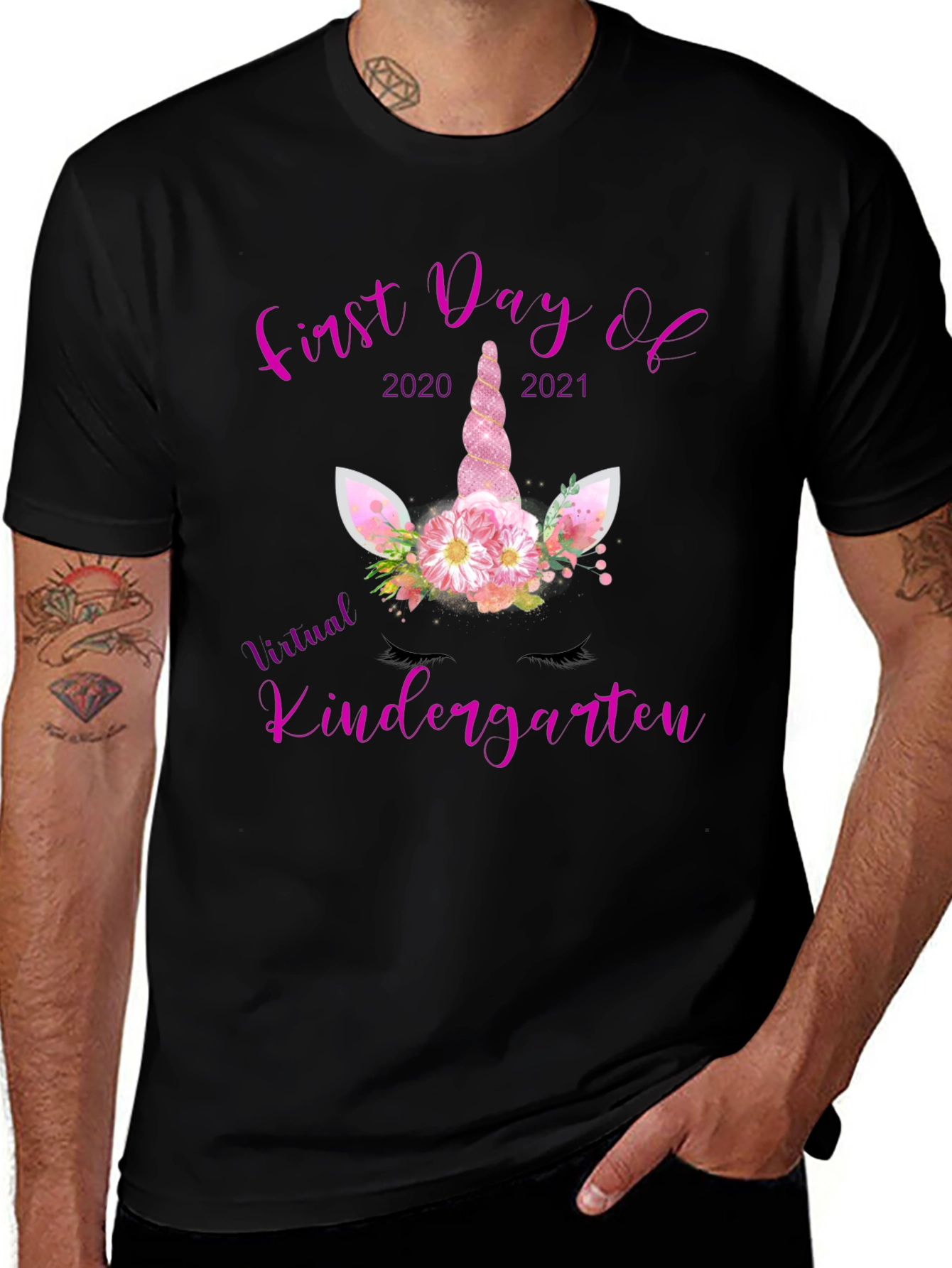 First Day of Virtual Kindergarten Unicorn T-Shirt
