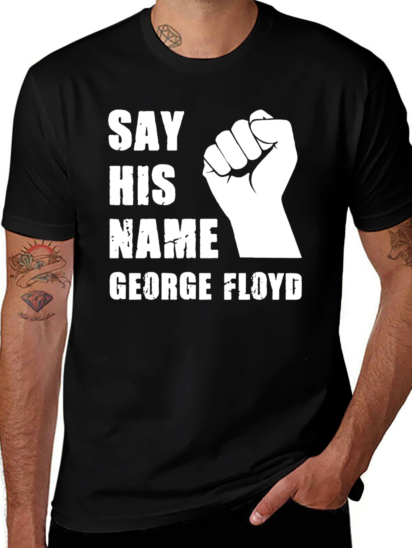 Say His Name George Floyd T-Shirt Black