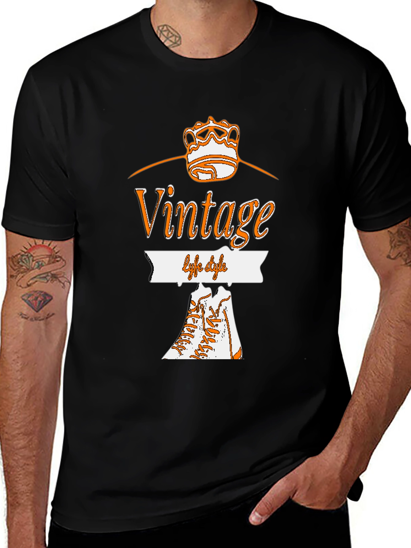 Variant 9 of Vintage Style Graphic Tee - Black