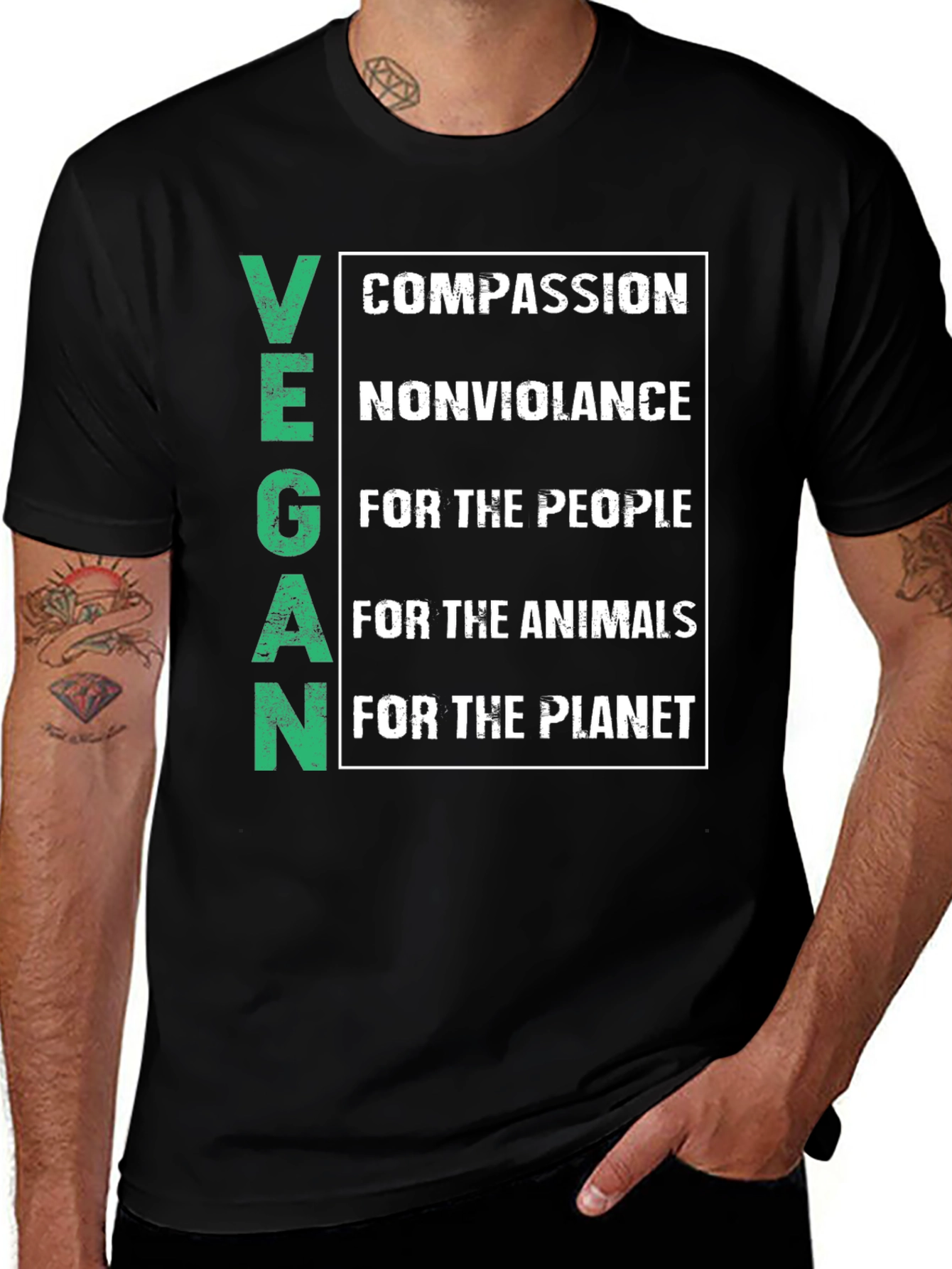 Variant 13 of Vegan Compassion T-Shirt - Black - Unisex
