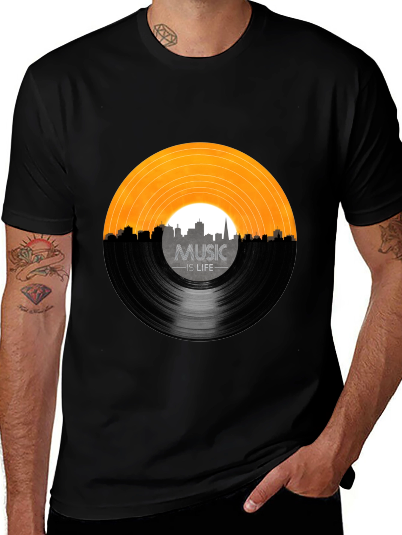 Variant 22 of Music is Life Vinyl Record Black T-Shirt