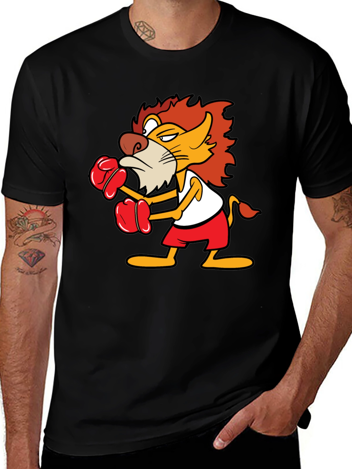 Variant 10 of Boxing Lion Graphic Tee - Black T-Shirt